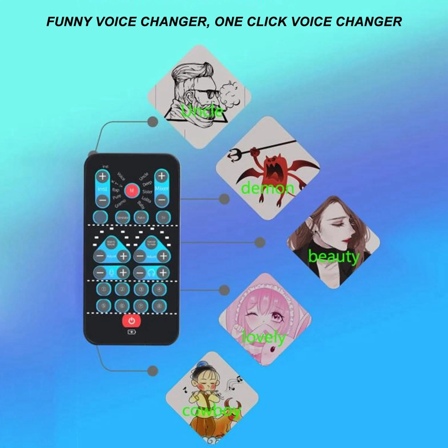Cambiador de Voz de Mano, Tarjeta de Sonido de Mano, Dispositivo Cambiador de Voz Mini con 8 Efectos de Sonido Fijos, Dispositivo Cambiador de Voz Mini, Cambiador de Voz Ghostface