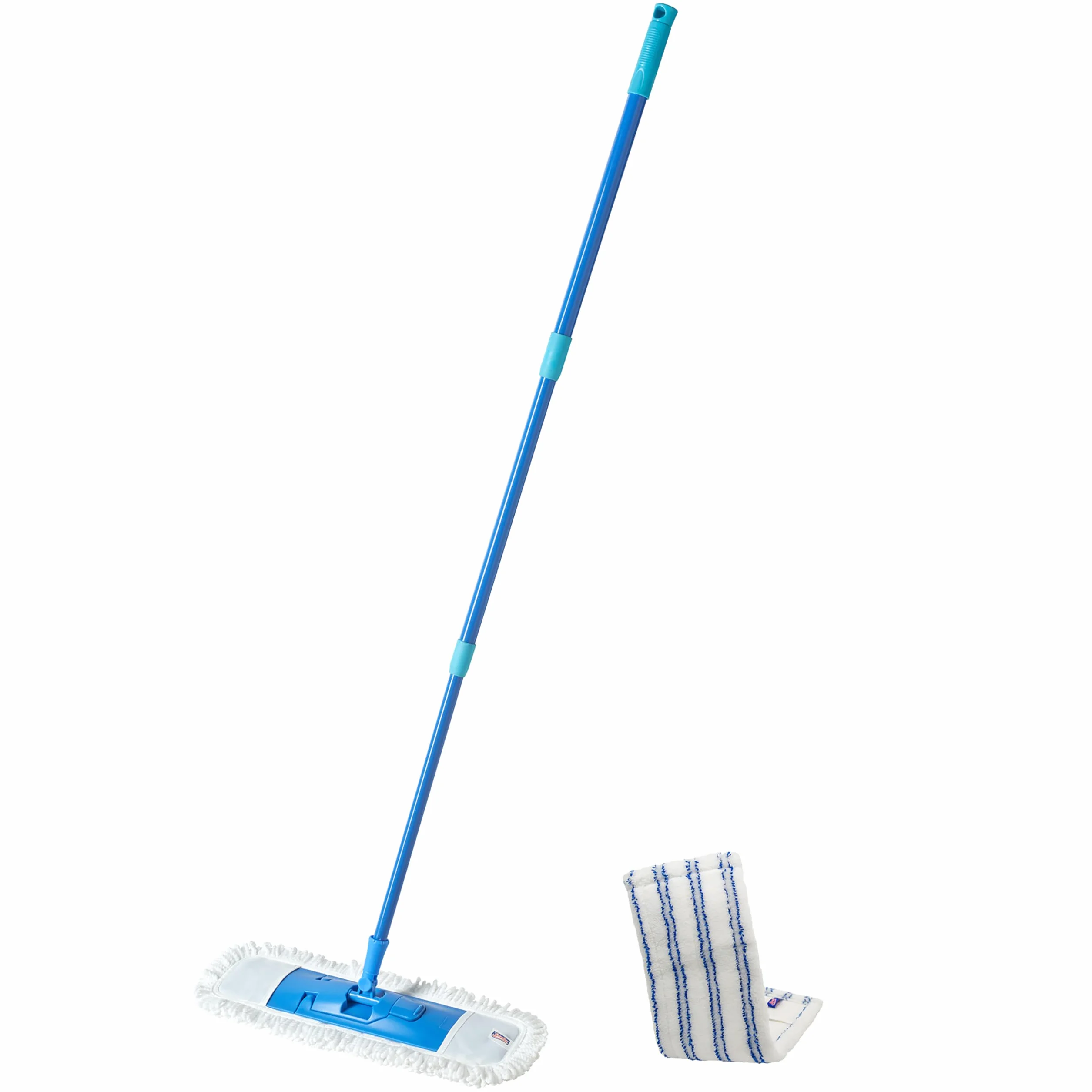 Spontex Fregona Extra Flat Mopa Versátil Microfibras Superficies Secas Húmedas Longitud Ajustable 80-140 cm Limpia Suelos Laminados Madera Baldosas 2 Recambios