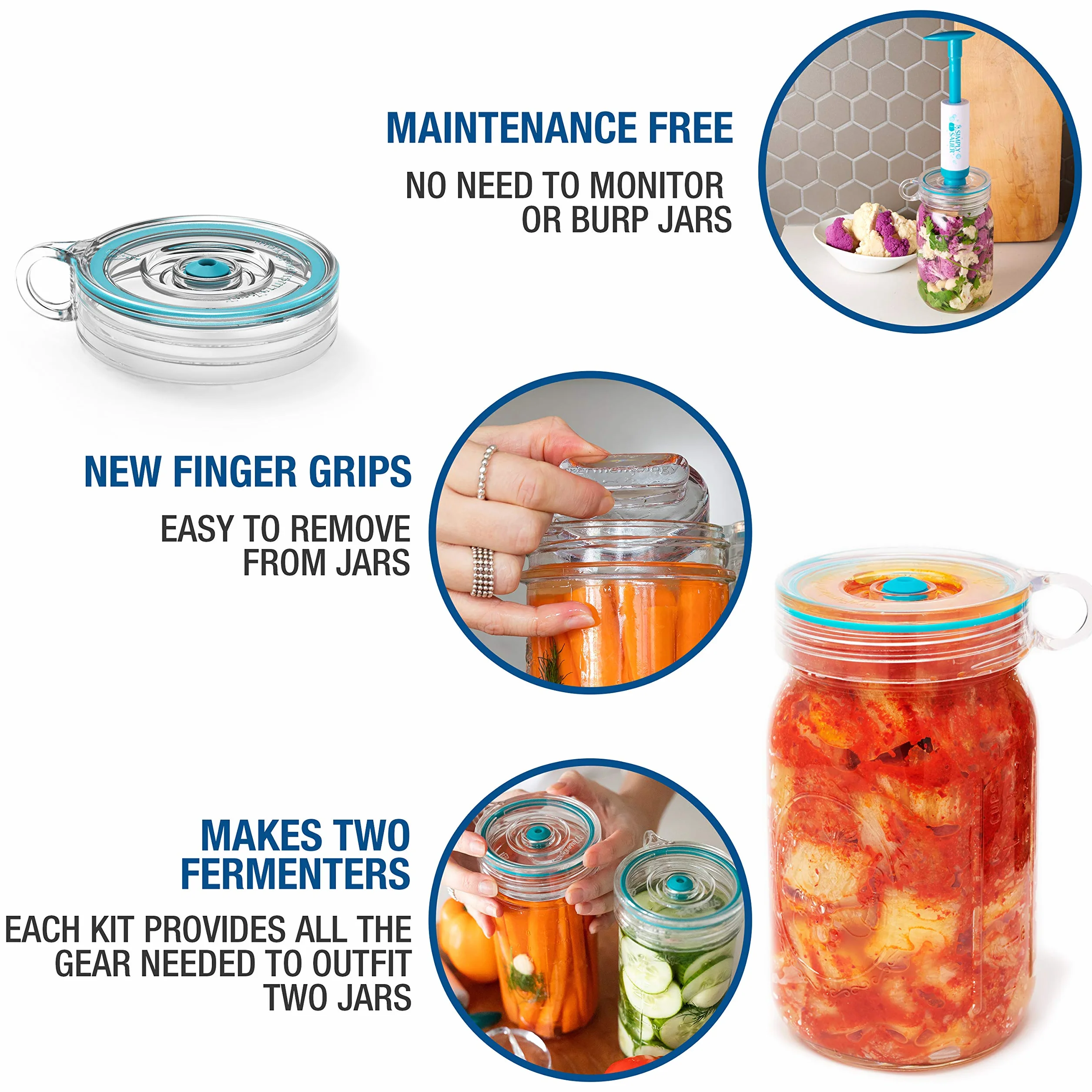 Simply Sauer Kit de Fermentación para Principiantes Compatible con Tarros de Boca Ancha