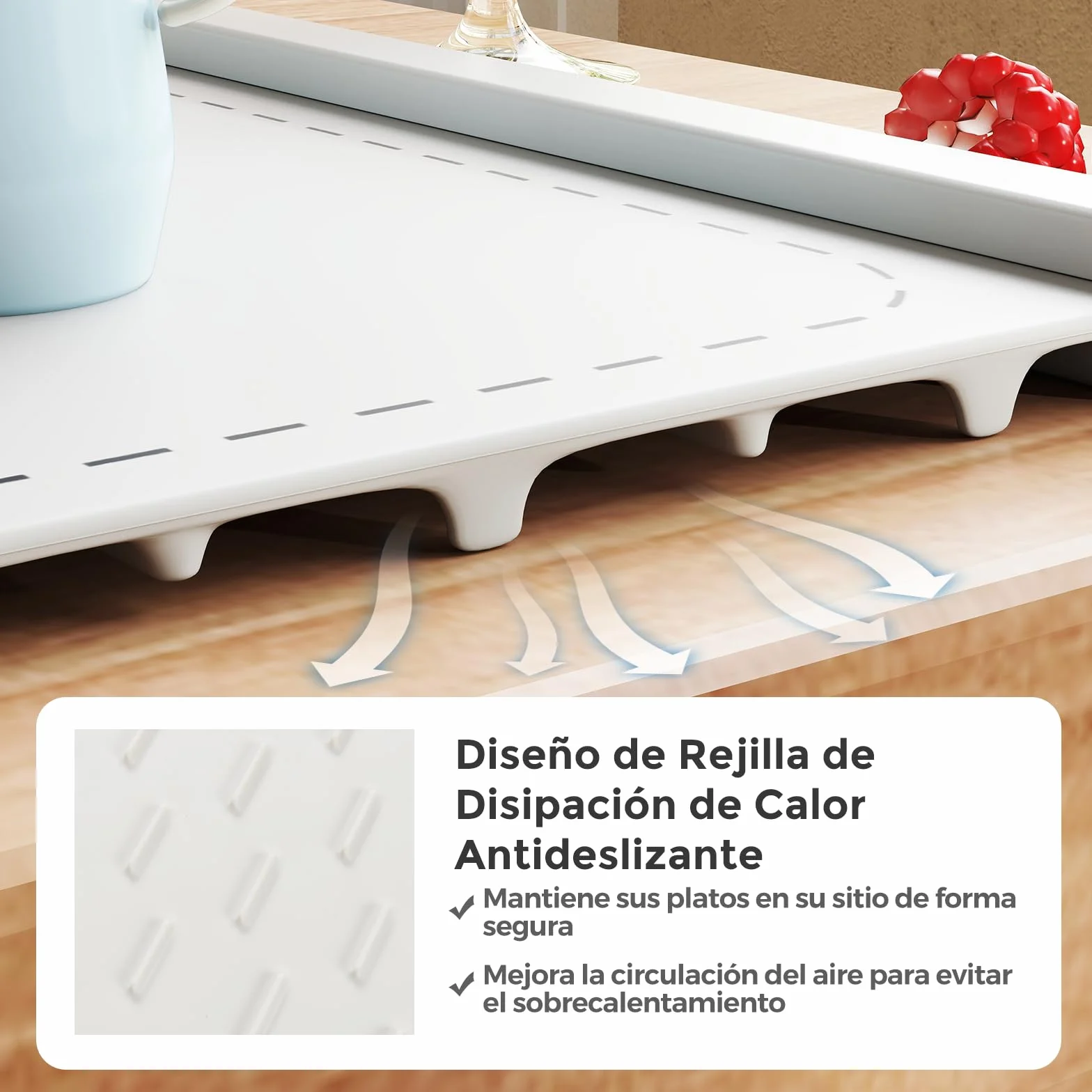 COSTWAY Manta Eléctrica Calentar Alimentos, Bandeja Silicona Enrollable Portátil, Calentamiento Rápido, Apagado Automático Bloqueo Niños Blanco