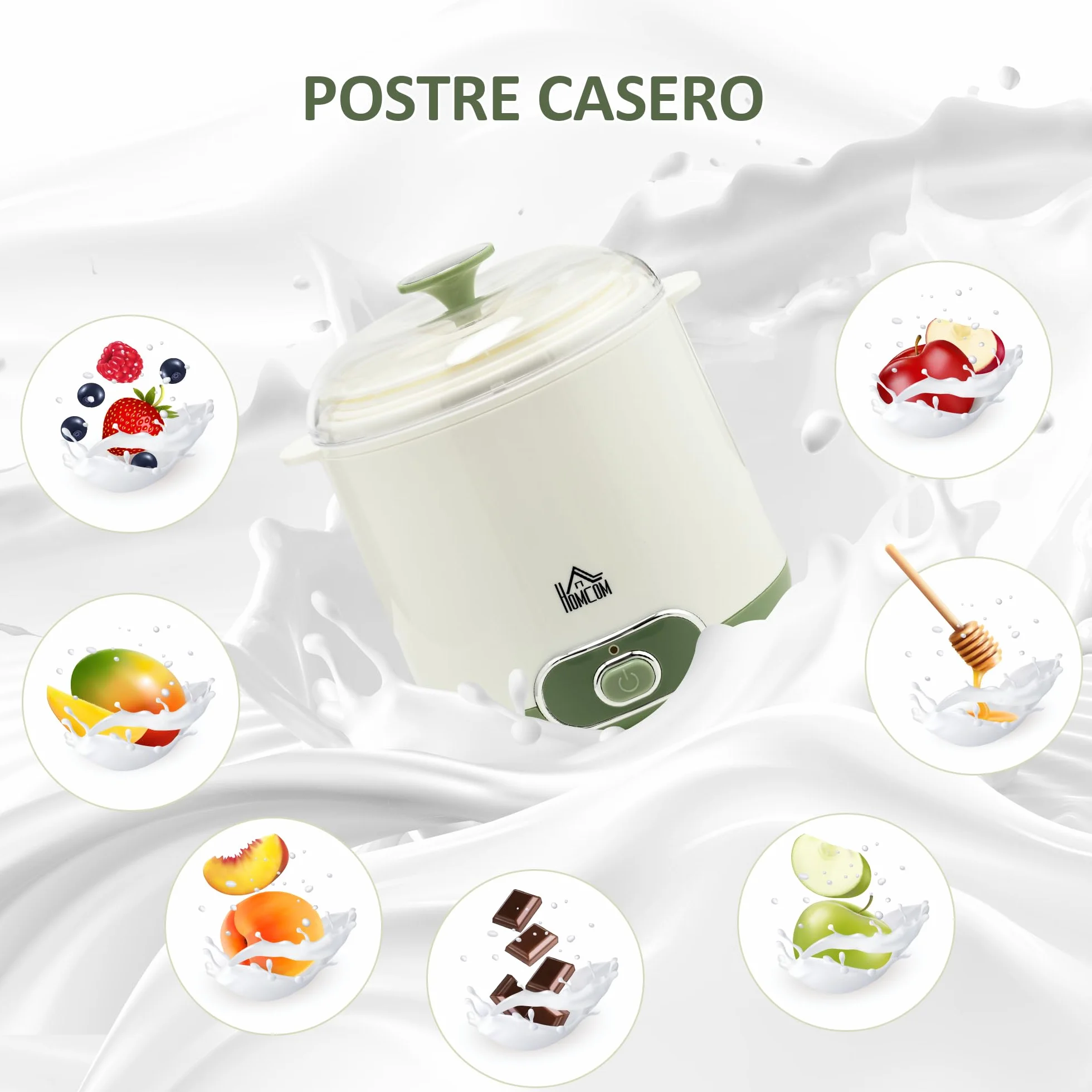 HOMCOM Yogurtera 20W 1,5L Máquina de Yogur Sin BPA Blanco