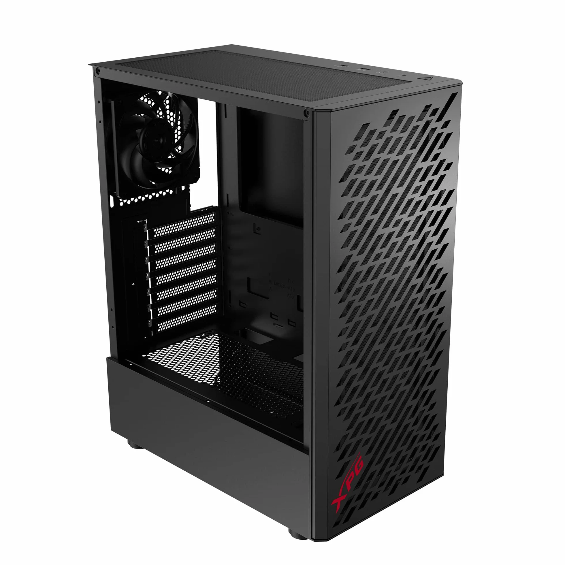 XPG Valor Air - Caja compacta para PC ATX Midi Tower (Panel Frontal de Malla magnética con diseño de patrón de Tallado aerodinámico, Filtro de Polvo extraíble, Ventiladores de 4 x 120 mm instalados,