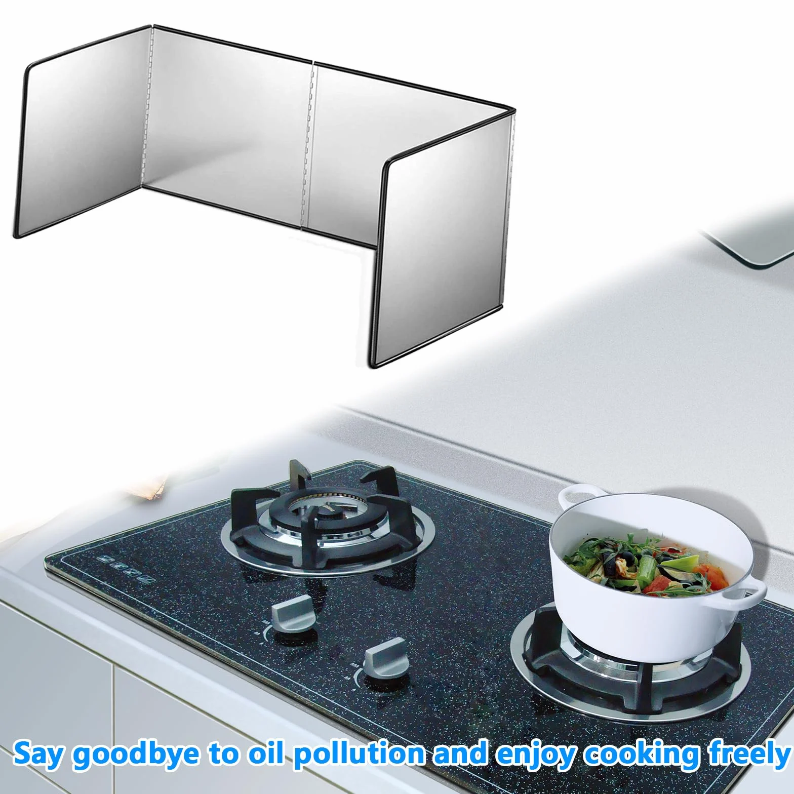 Protector de Salpicaduras Cocina 80x40x30cm Pantalla Antiadherente Tres Lados Grasa Funda Plegable