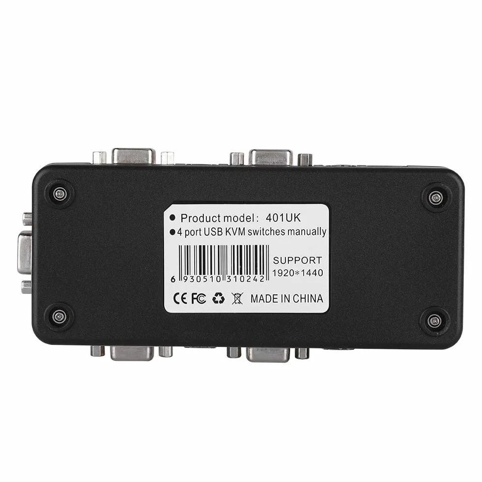 Switch KVM de 4 puertos USB VGA SVGA Adaptador de Caja de Interruptores KVM para PC Monitor Teclado Control del Ratón, Resolución Hasta 1920x1440 USB 2.0 (4 puertos)