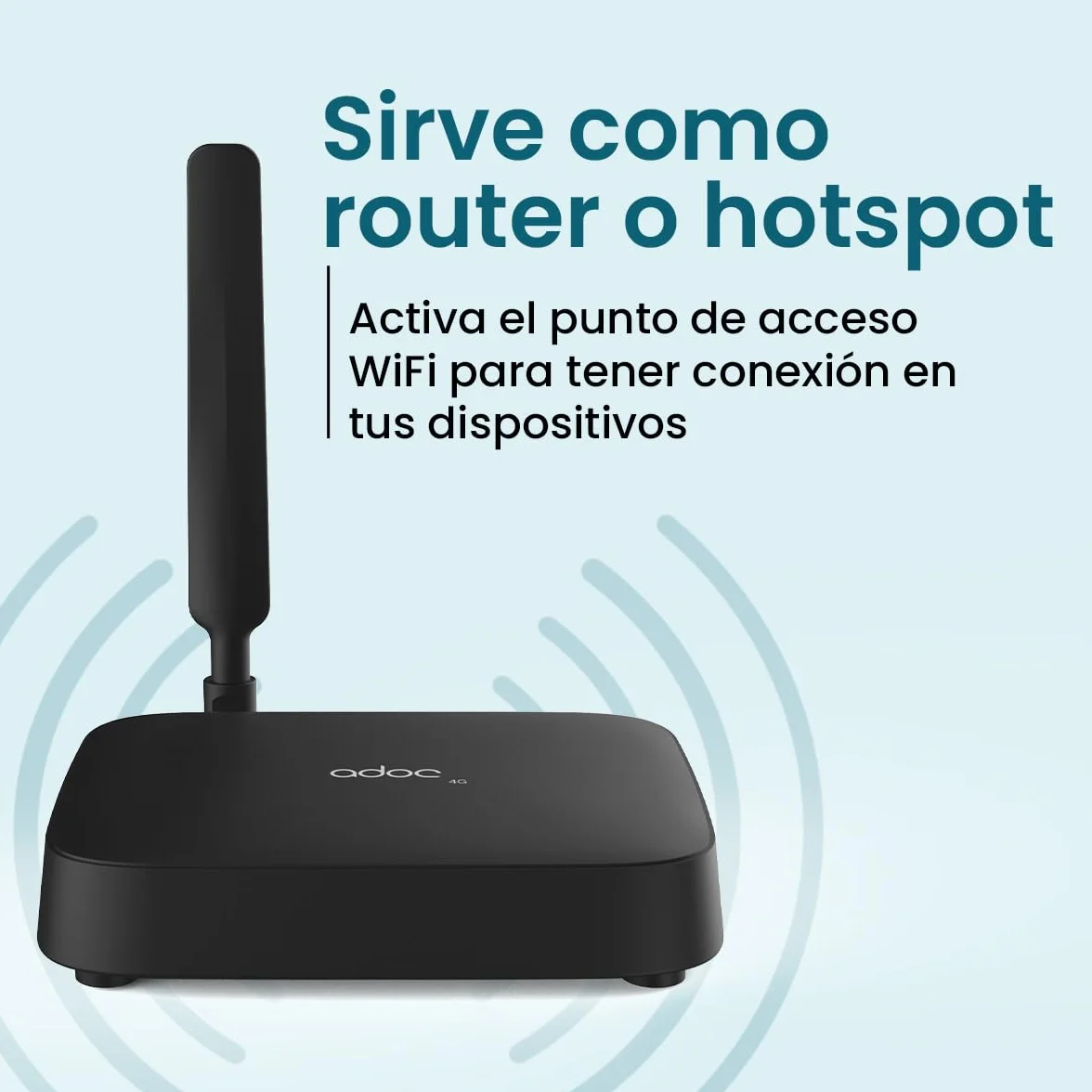 ADOC Caja de Voz V4, Convierte la señal móvil 2G/3G/4G en una línea Fija FXS. Compatible con Teleasistencia. Punto Acceso WiFi Hotspot. 2 Conectores RJ11.