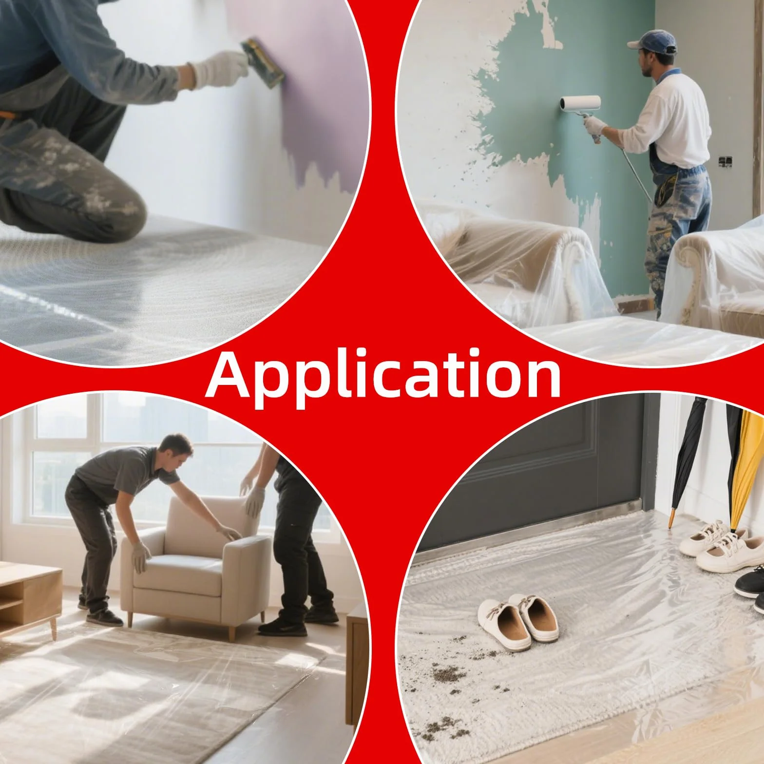 WELSTIK Película protectora transparente 61 cm x 200 pies, protector de alfombra de plástico resistente para superficies de construcción