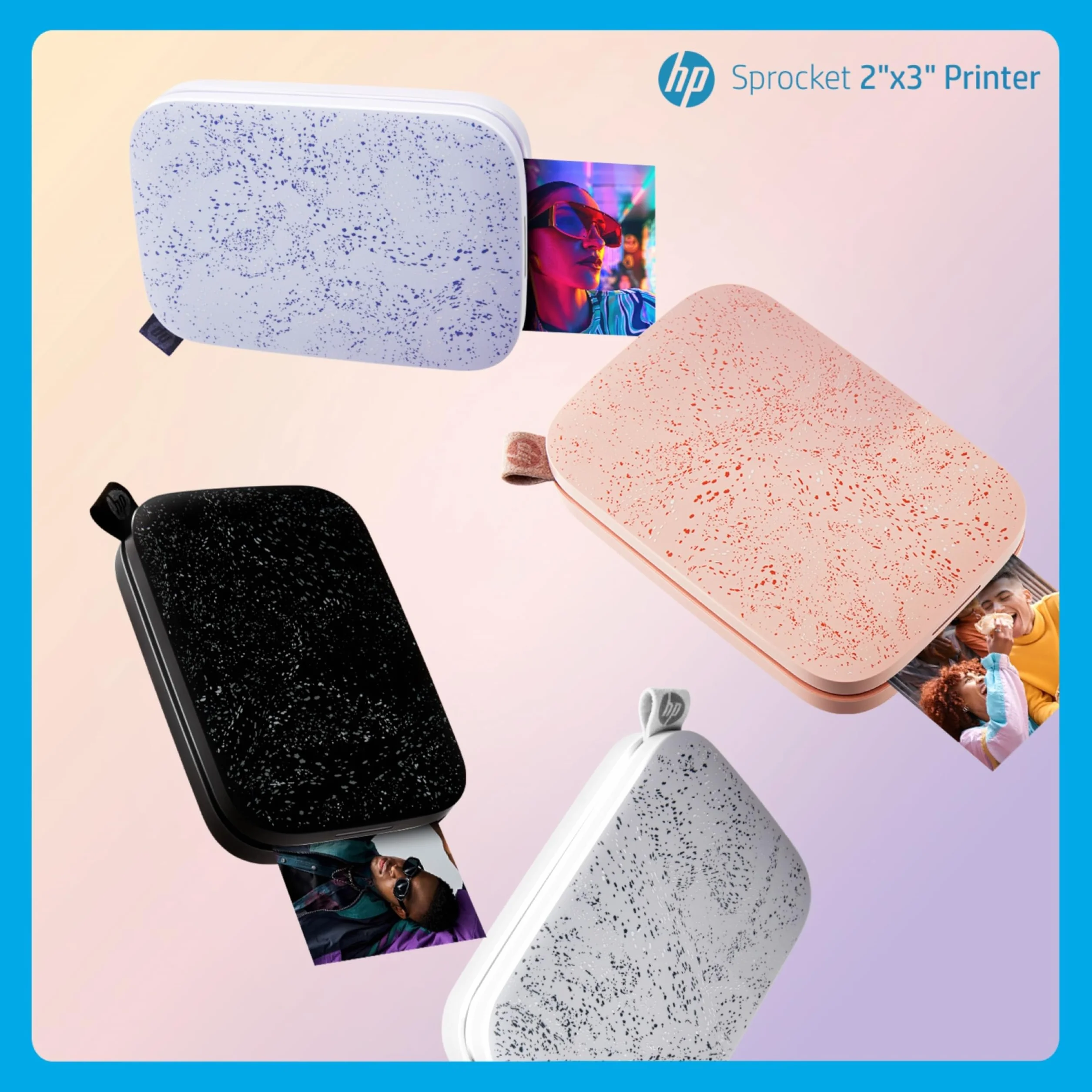 HP Sprocket Impresora fotográfica instantánea portátil de 2x3 Pulgadas (Blanco) Paquete de Papel Zink
