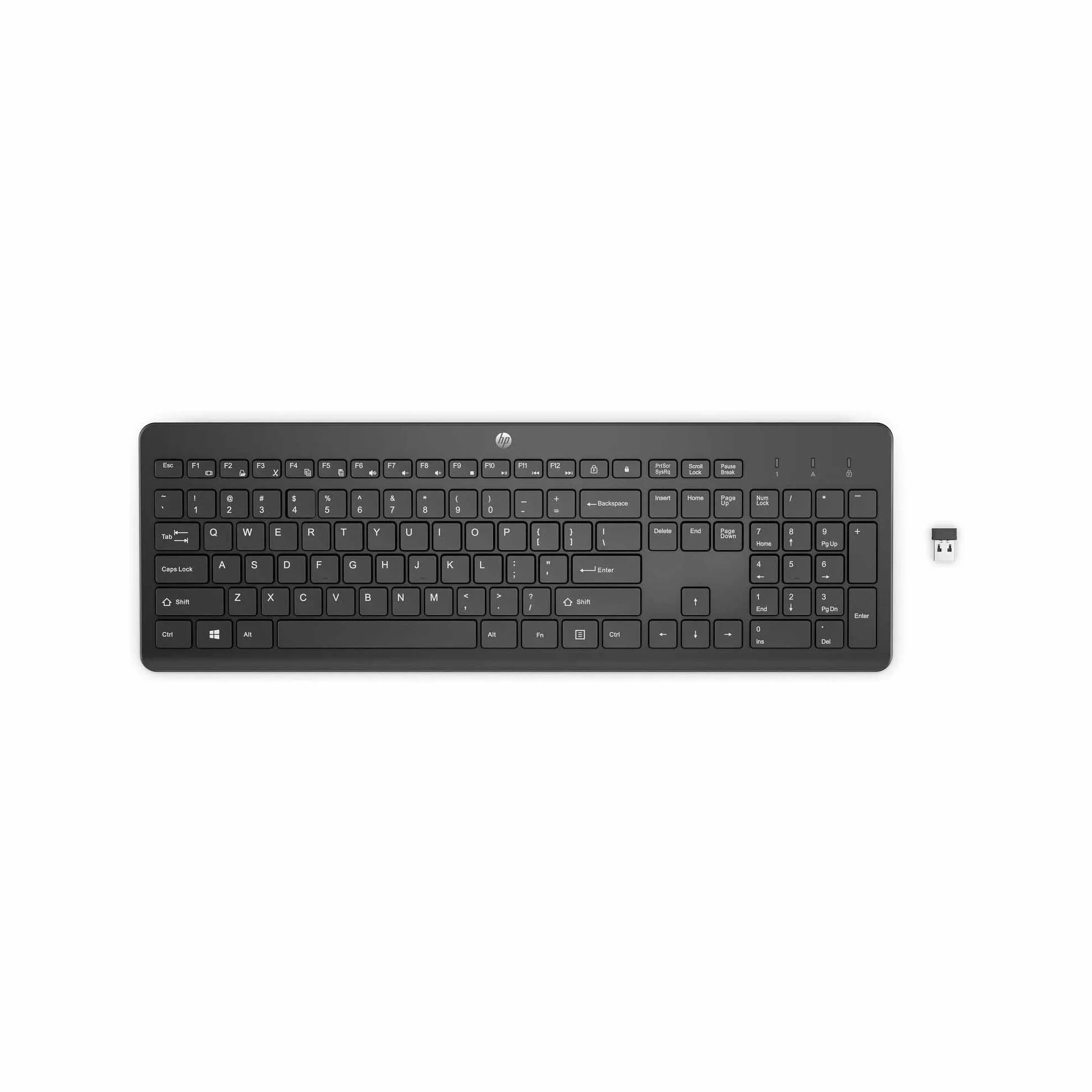HP 230 Teclado Inalámbrico QWERTY Español - (Puerto USB-A, Batería hasta 16 Meses de Duración, Conexión Inalámbrica 2,4GHz, Windows), Color Negro