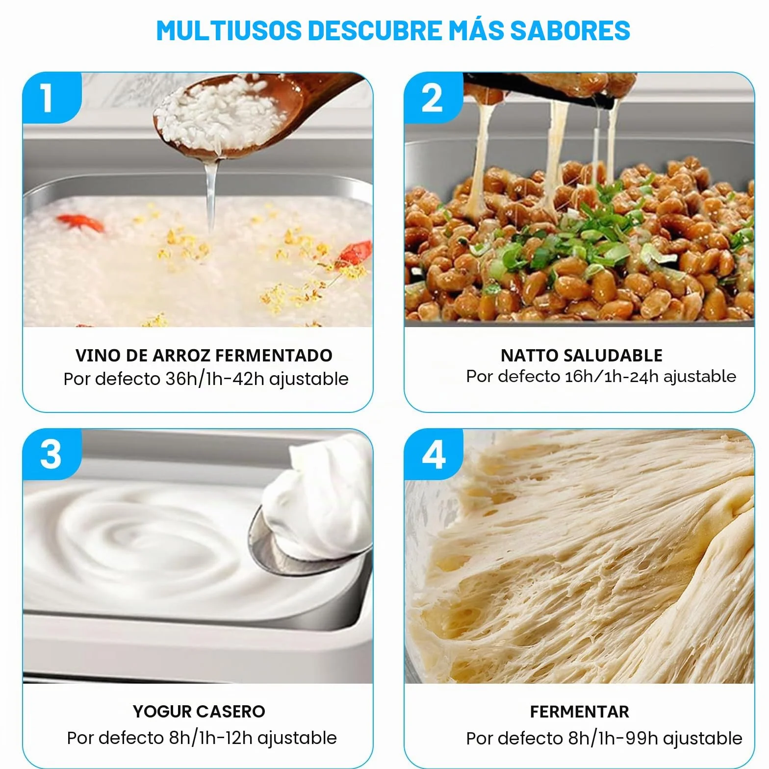 Yogurtera 1.6L 9 Latas 304 Acero Inoxidable Calentamiento PTC Fermentación