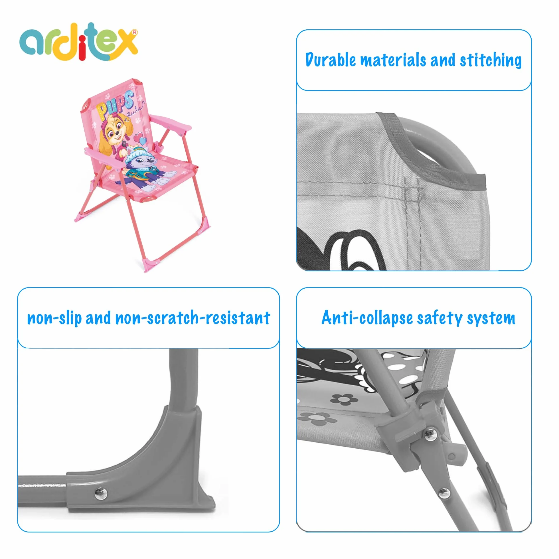 ARDITEX Silla Plegable Brazos Skye Everest Patrulla Canina 38x32x53cm
