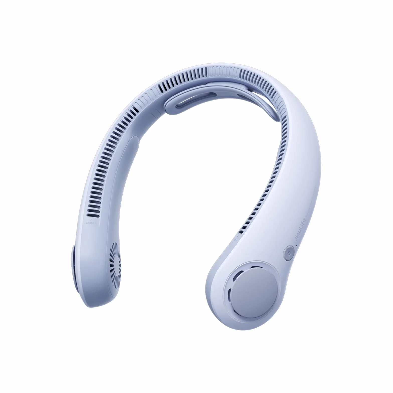 JISULIFE Ventilador de cuello portátil mejorado, soporte para el cuello, manos libres personal, ajuste de 5 velocidades, 5000 mAh, silencioso, recargable, regalos para mujeres y hombres- Azul