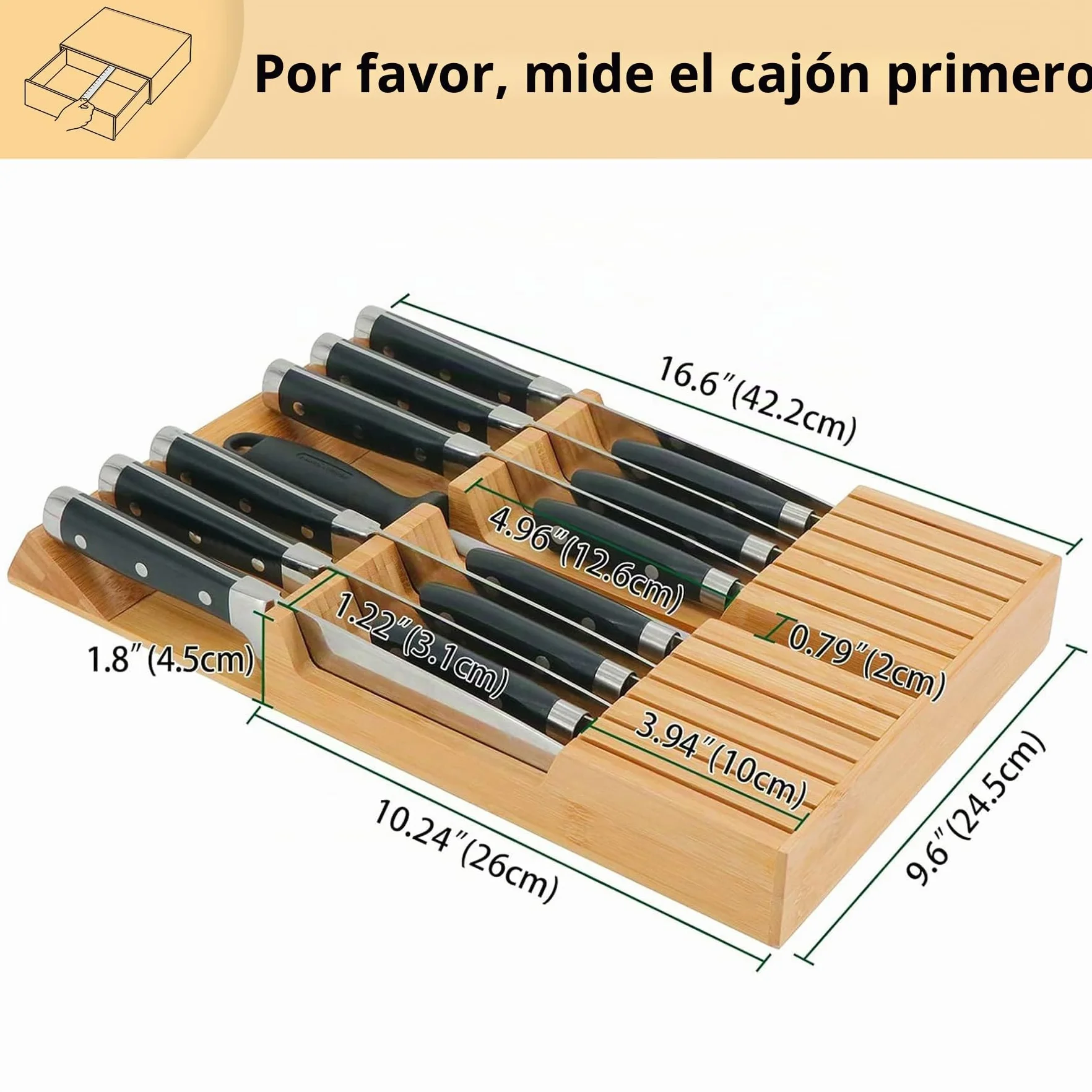 Utoplike Bloque de cuchillos de bambú para cocina, soporte para 12 cuchillos y 1 acero para afilar
