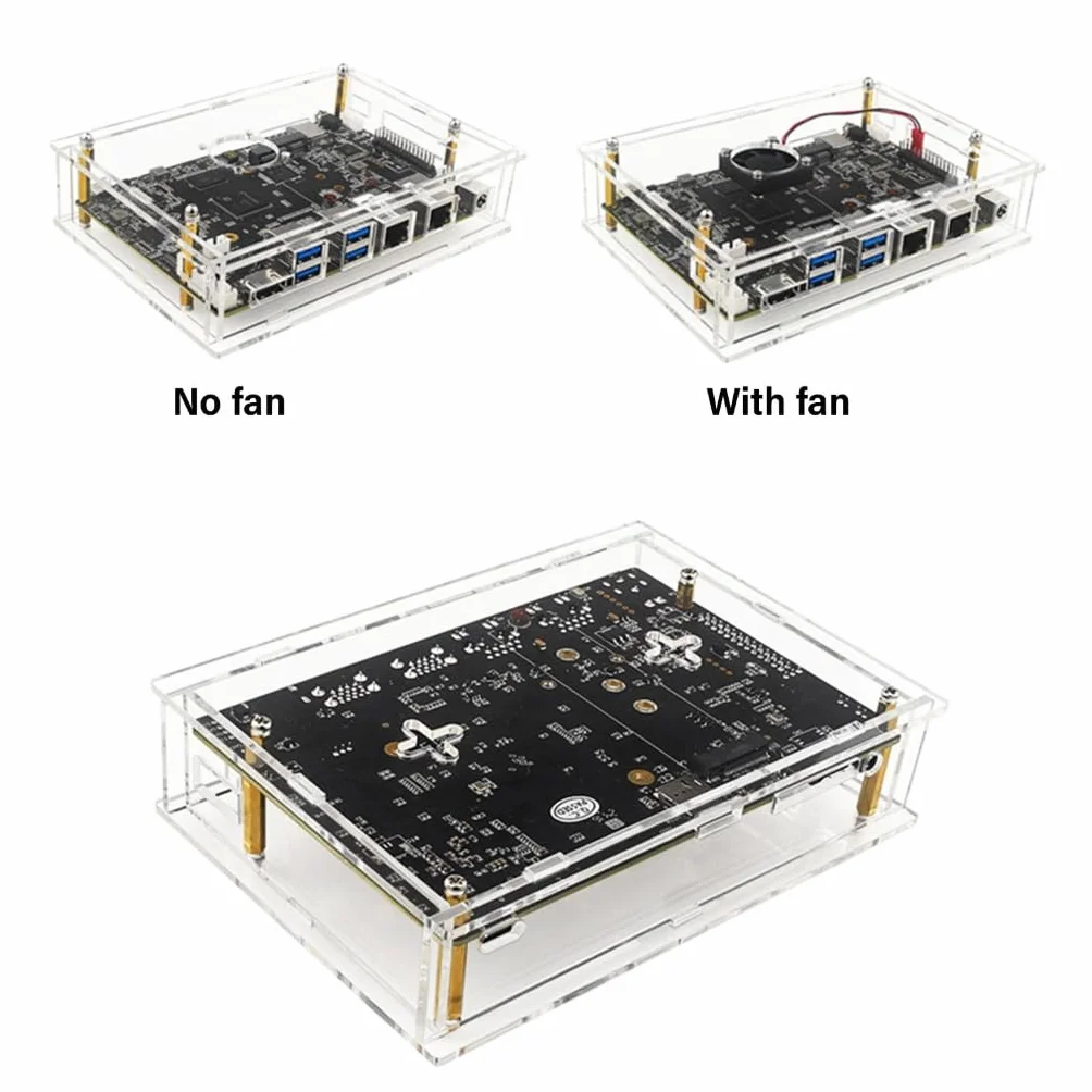 Caja acrílica con ventilador para Banana Pi para BPI F3 Board Case Transparentemente