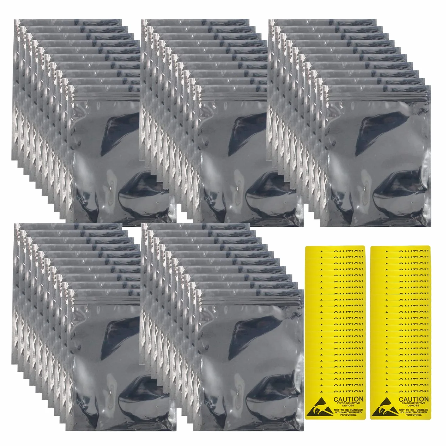 Bolsas antiestáticas Bolsa de protección ESD con Etiquetas antiestáticas para Disco Duro SSD HDD Placa Base Tarjeta de Video RAM Dispositivos electrónicos (50 Piezas con Cierre hermético de 6