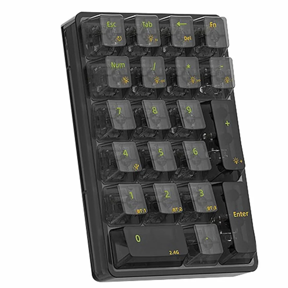 K21 Number Pad Bluetooth Teclado Mecánico RGB 21 Teclas Transparente Photoshop Contabilidad Numpad Gaming Keyboard Negro