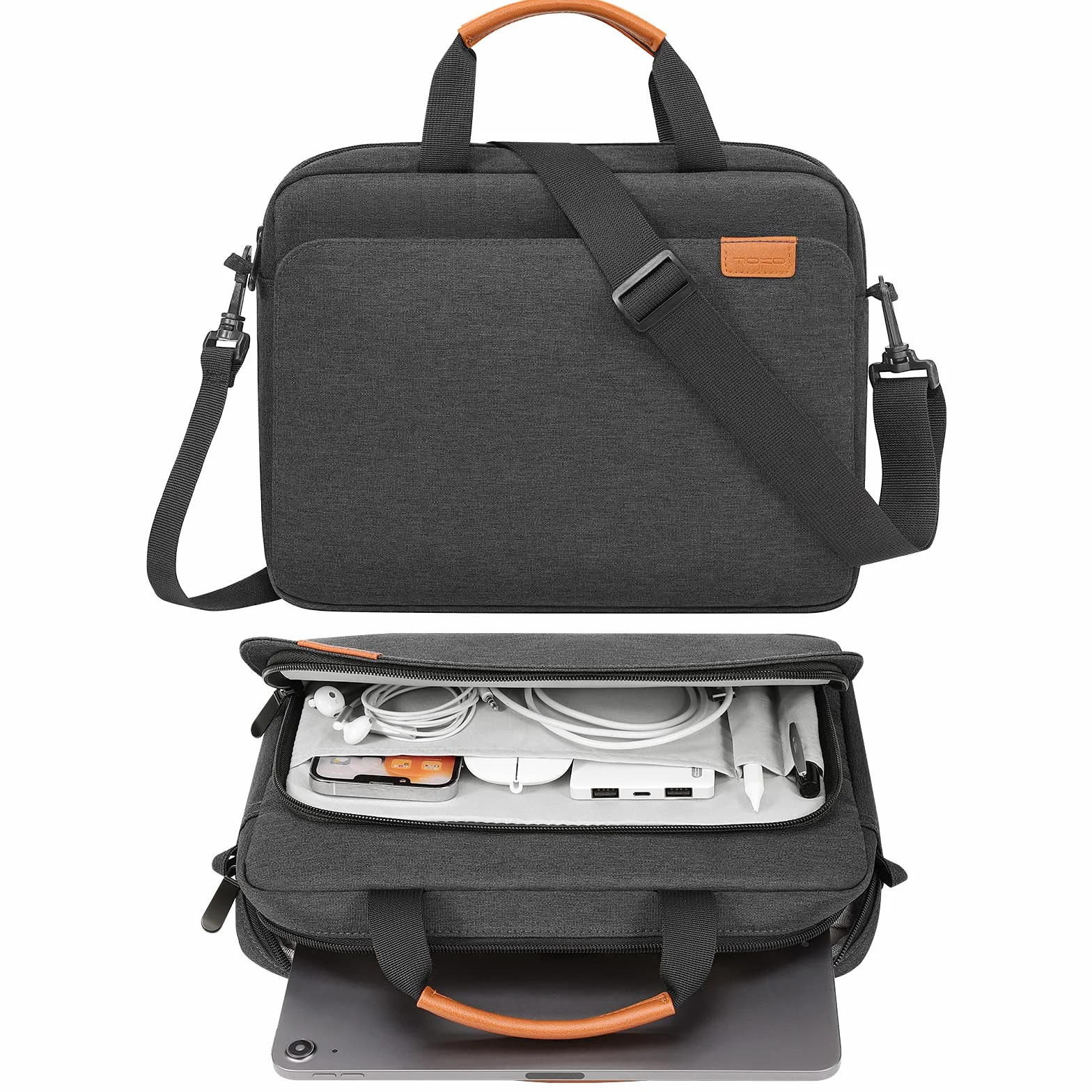 MoKo 13-14 pulgadas Funda para ordenador portátil, Bolsa de hombro con asa protectora para el nuevo Mac Air/Pro M4 de 13 pulgadas, Mac Pro M3/M2/M1 de 14", MacAir M3/M2/M1 de 13", Negro + Gris