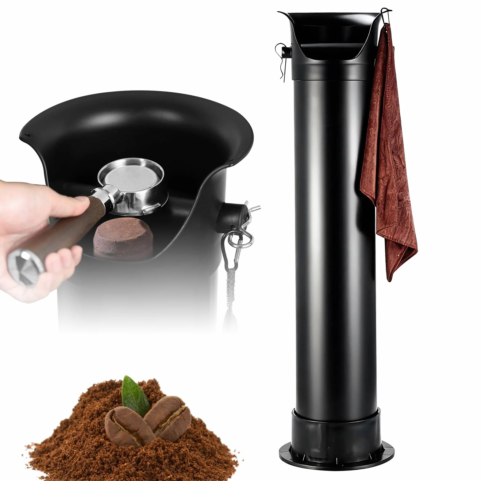 Caja para café con gancho y toalla, recipiente para café espresso con gran capacidad (22,4 x 21,3 x 85,9 cm), para restaurantes, cafés y bares