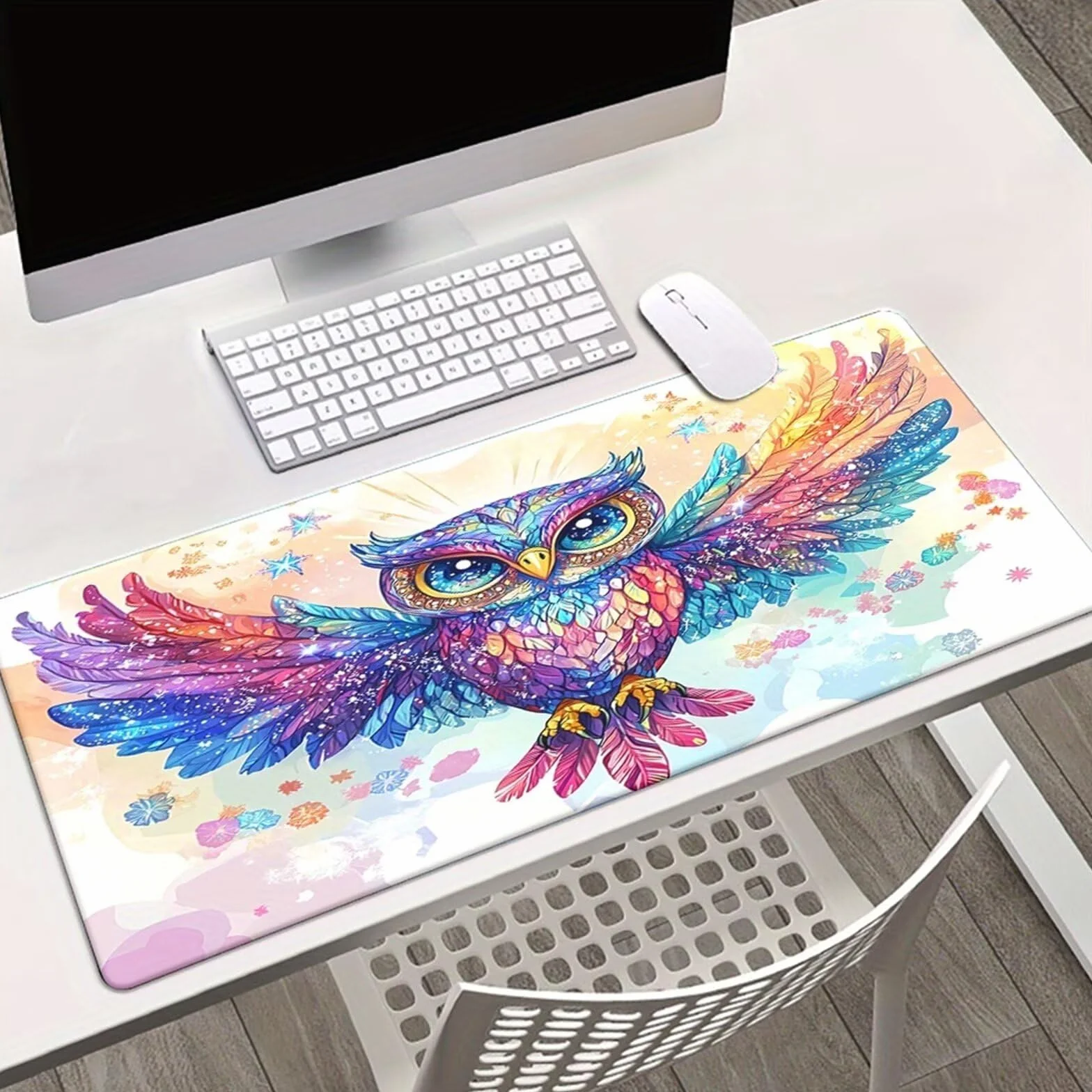 Alfombrilla de Ratón Gaming XXL 1000x500x2mm, Búho Colorido | Alfombrilla Escritorio Grande Antideslizante, Superficie de Alta Precisión y Velocidad para Teclado, PC y Laptop