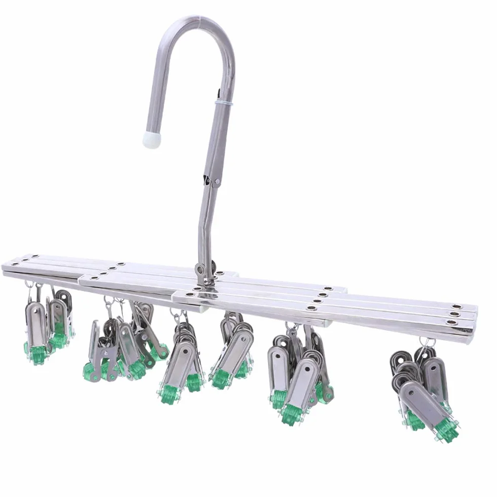 Percha de Secado Goteo Acero Inoxidable Tendedero Plegable Portátil Resistente al Viento 18 Pinzas Verde