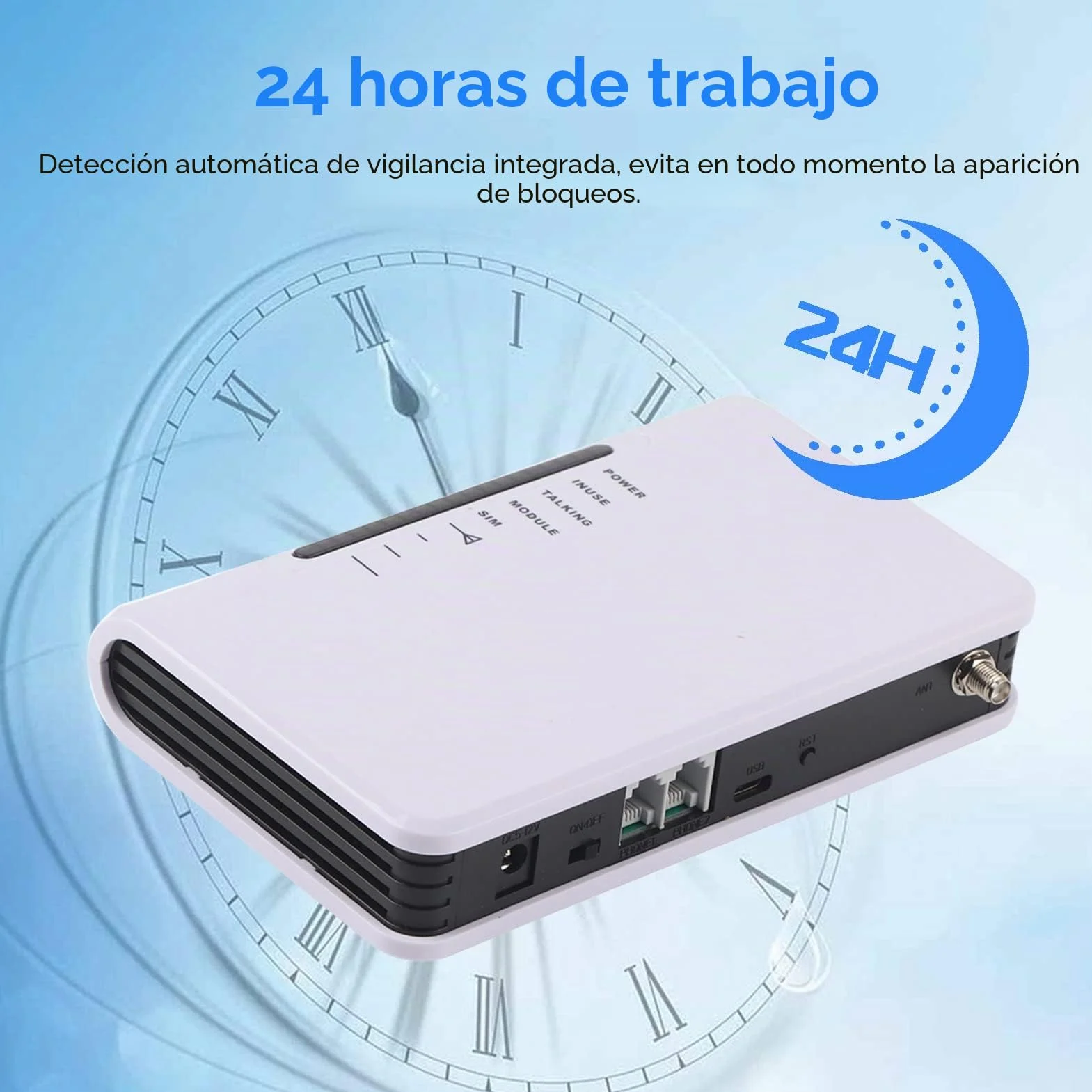 Terminal Inalámbrico Fijo, Inalámbrico a Caja de Teléfono con Cable gsm el Trabajo de 24 Horas Puede Conectar la Antena del Registrador de Alarma de la Caja del Teléfono(Blanco)