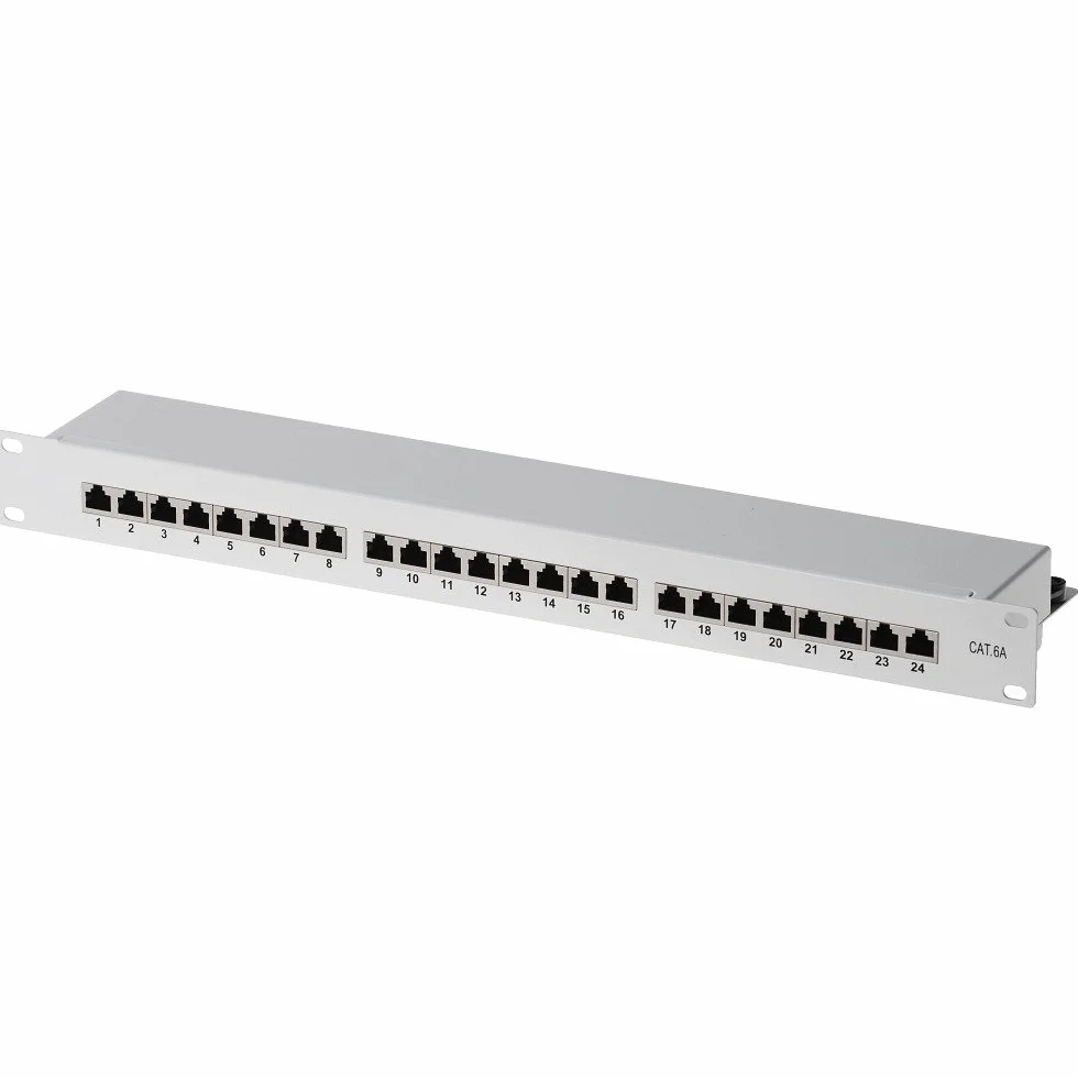 Patch Panel HELOS Cat 6A 19 "1U 24 Puertos Gris Claro