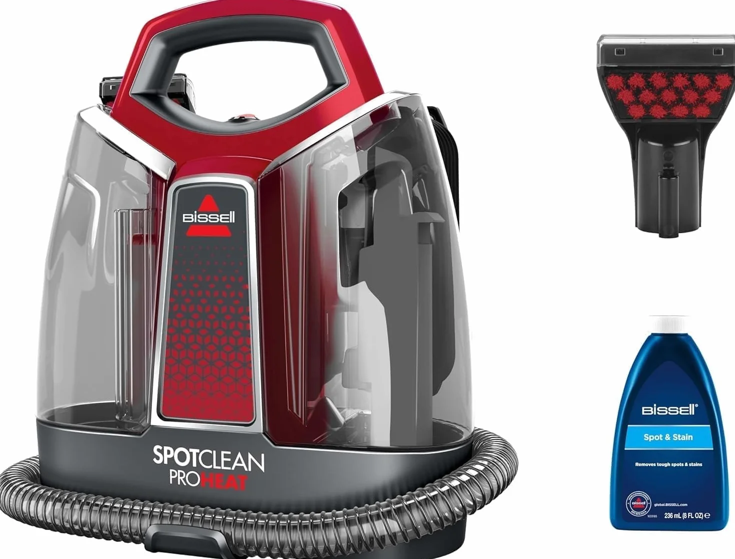 BISSELL SpotClean ProHeat, Aspiradora de Agua Tapiceria, Lava Aspiradora con Tecnología HeatWave, Limpiador de Liquidos para Alfombras, Tapiceria, Sofa, Autos y Más, Motor Potente de 330W, 36988