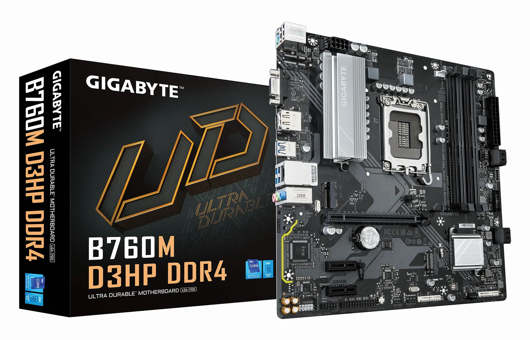 GIGABYTE B760M D3HP DDR4 Placa Base - Soporta CPUs Intel Core de 14ª generación, VRM Digital de 4+1+1 Fases, hasta 5333MHz DDR4 (OC), 2xPCIe 4.0 M.2, GbE LAN, USB 3.2 Gen1