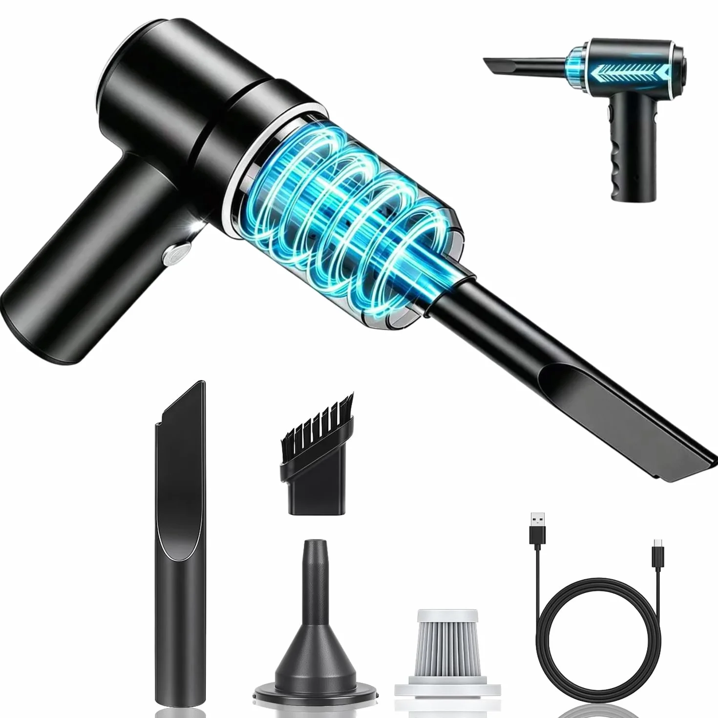 SCOVEE Aspiradora de Mano Recargable 22000PA 4-en-1 Portátil Mini Ligera