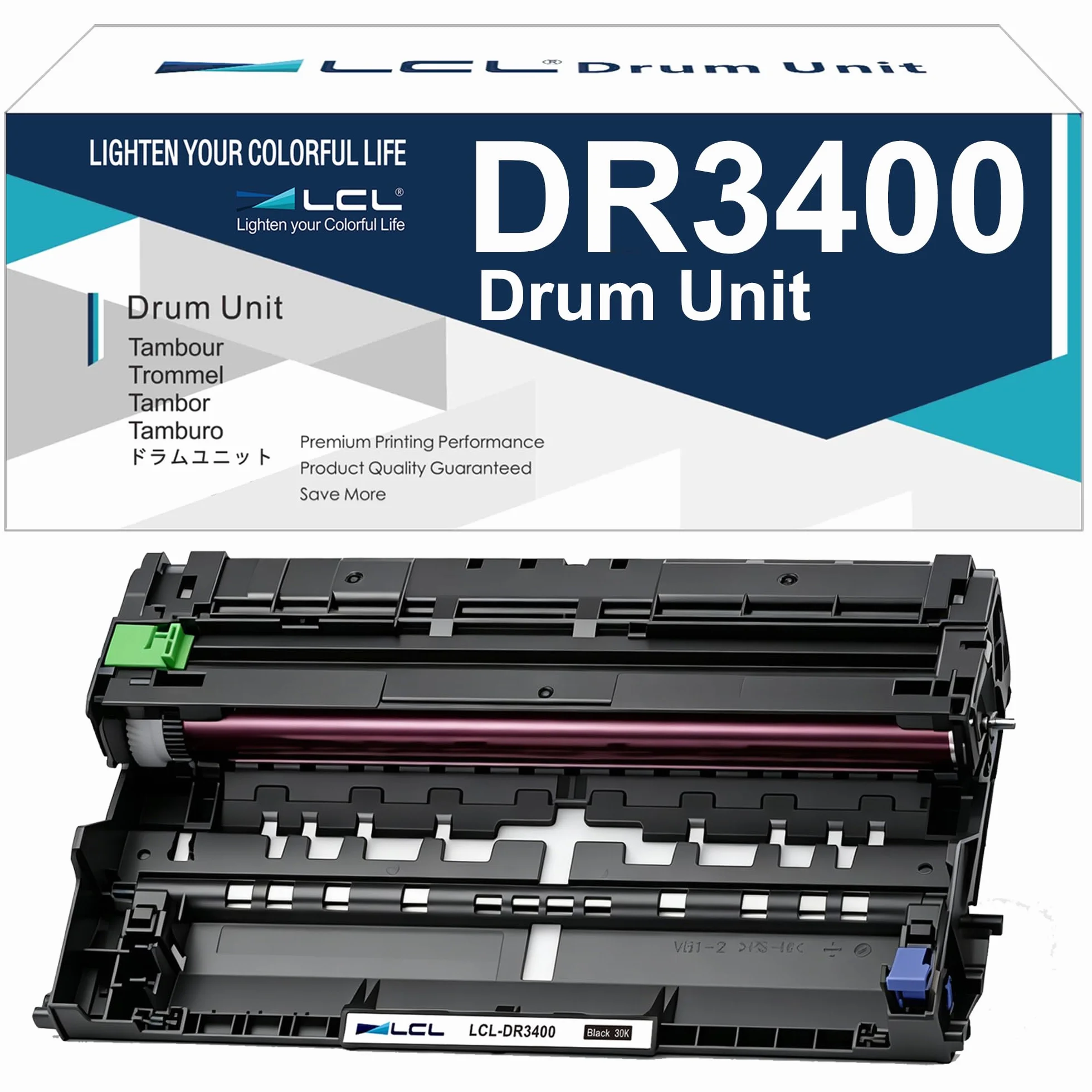 LCL Tambor Compatible DR3400 DR-3400 DR3400XL High Yield (Negro) Reemplazo para Brother HL-L5000D HL-L5100DN HL-L5200DW HL-L5200DWT HL-L6200DW HL-L6200DWT HL-L6250DW HL-L6250DN HL-L6300DW HL-L6400DW