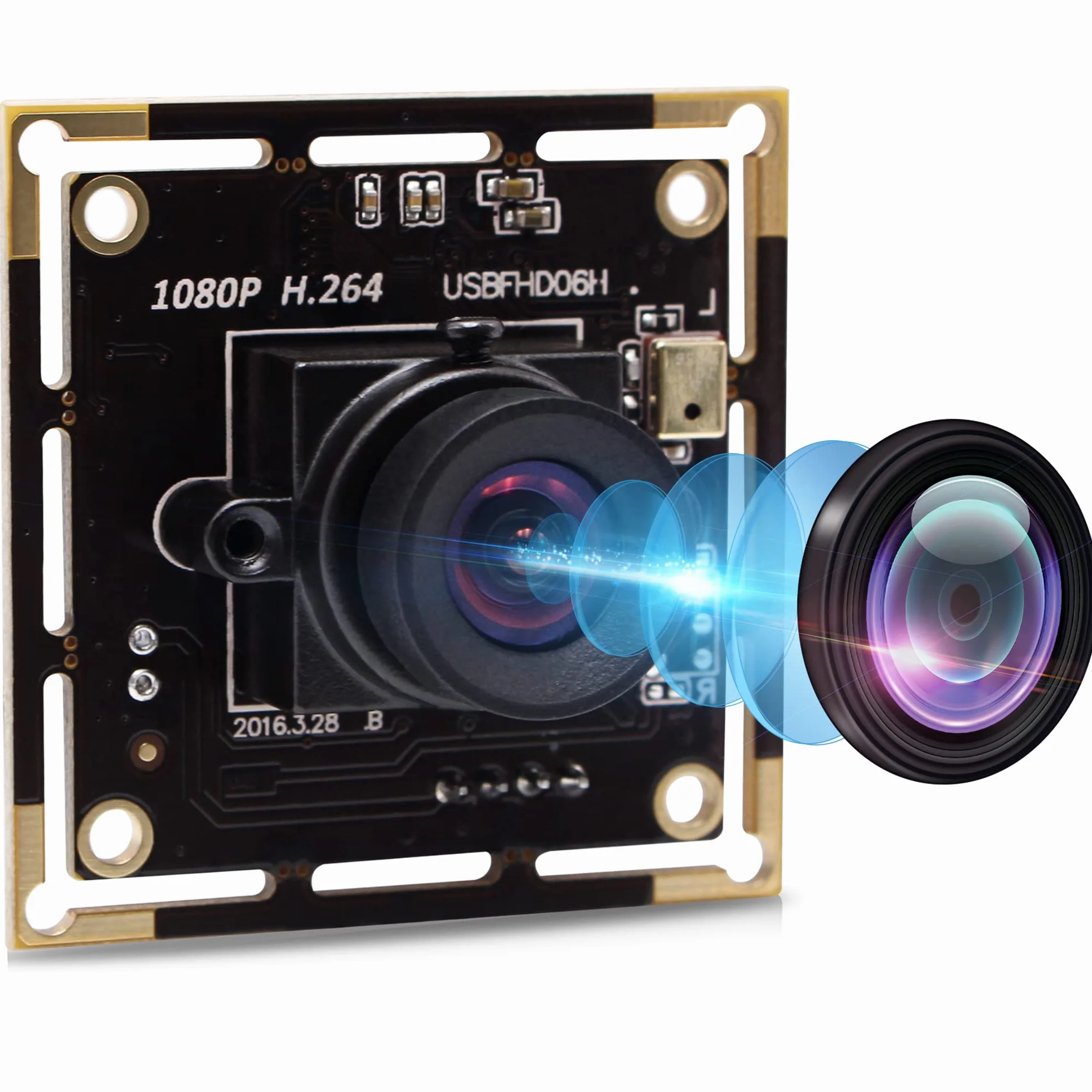 Módulo de cámara USB 1080P con lente de 100 grados sin distorsión, cámara USB pequeña de 2 MP con sensor IMX323, mini cámara web de video UVC con micrófono, compatible con Windows, Linux, Mac