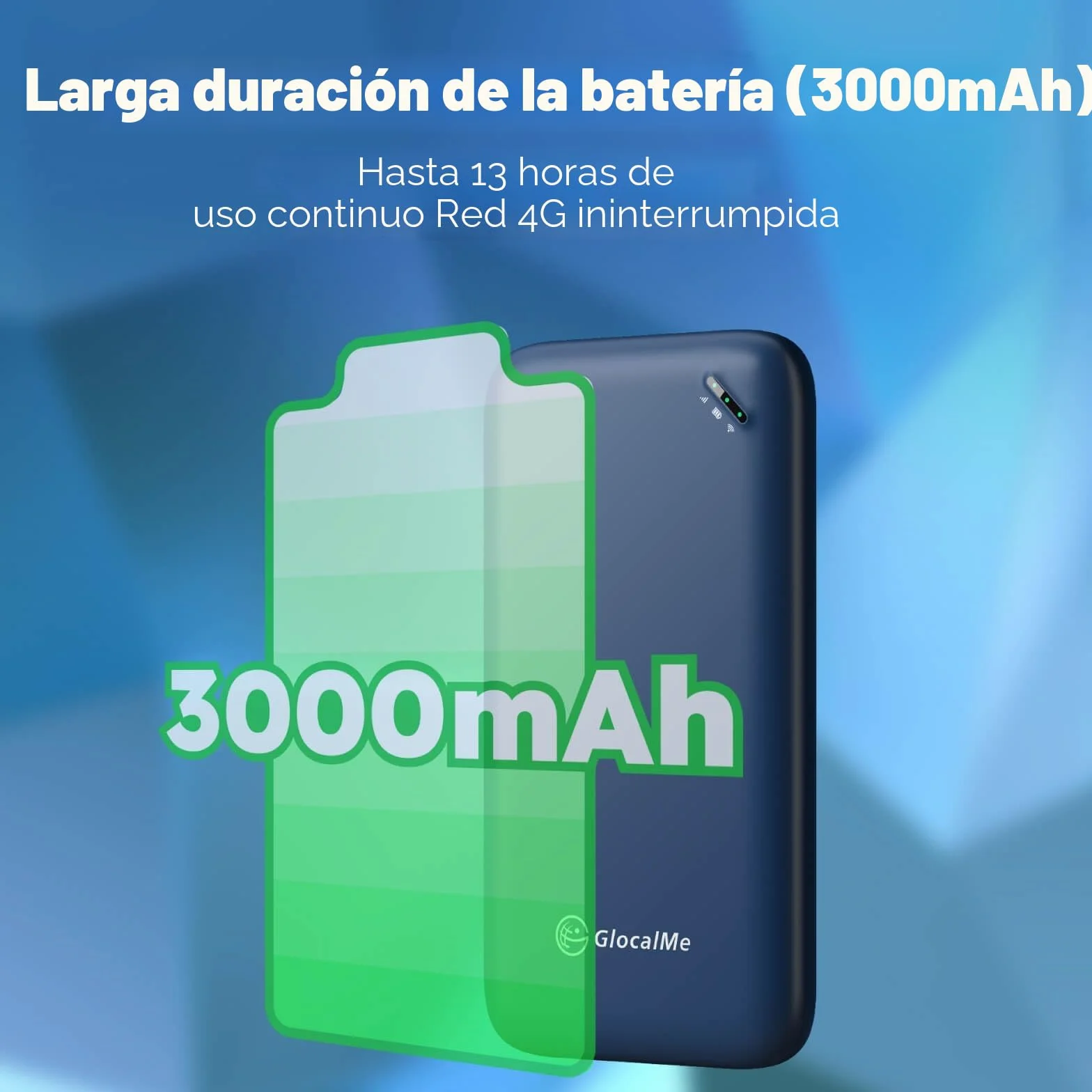 GlocalMe UPP WiFi portátil 4G LTE, Router WiFi portatil de Bolsillo con 1GB de Datos globales, No SIM, Disponible en más de 200 países, Solo 112g, 13h de Uso con Internet portátil (Azul)