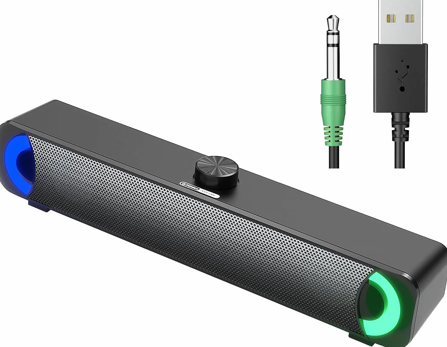 SoundBar, Altavoz de Computadora Con Cable USB, Multimedia Con Control de Volumen de Luz LED RGB, Barra de Sonido Para PC Windows, Escritorio, Ordenadores Portátiles