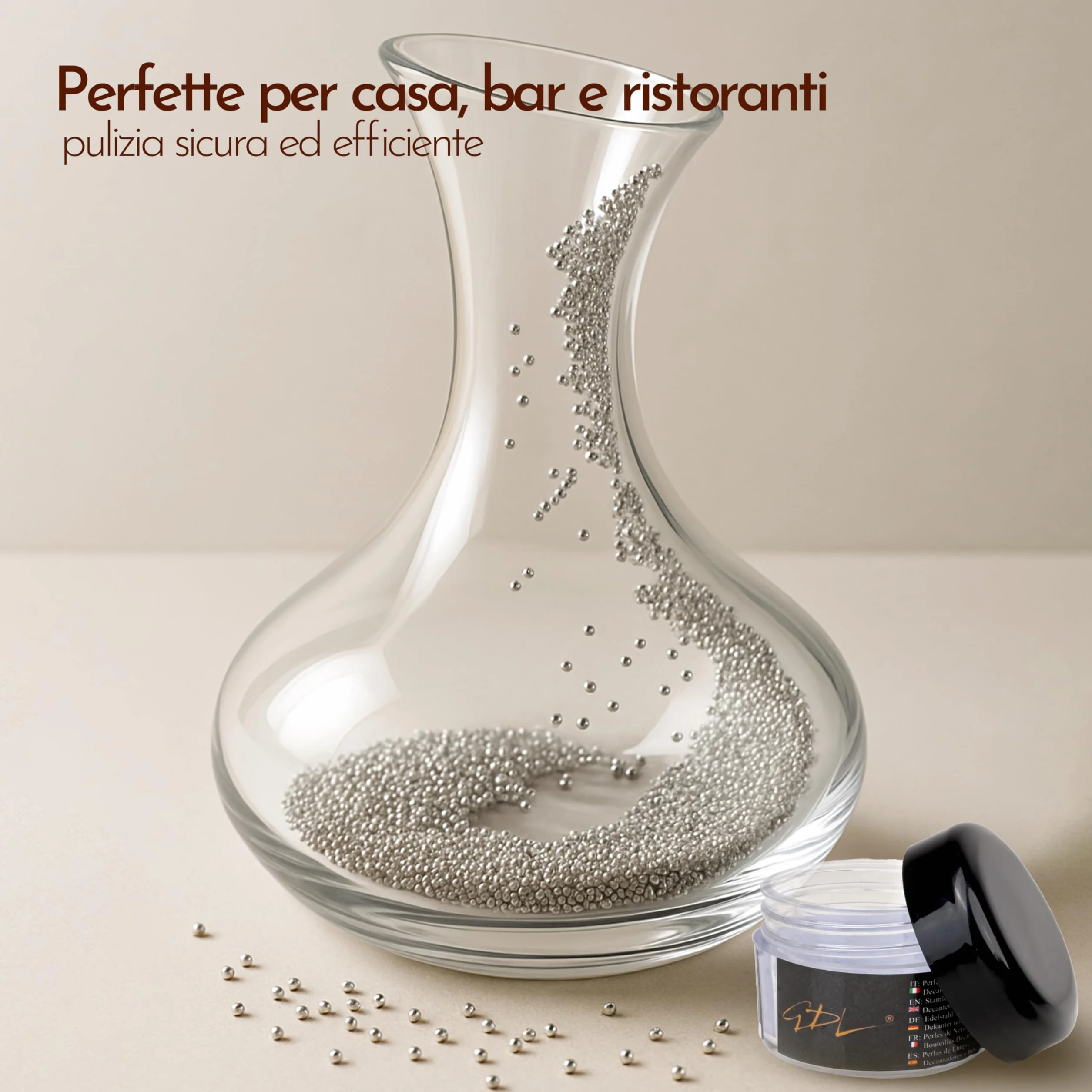 Esferas de Acero Inoxidable SS 304 para Limpieza de Botellas y Decantadores - Perlas Reutilizables