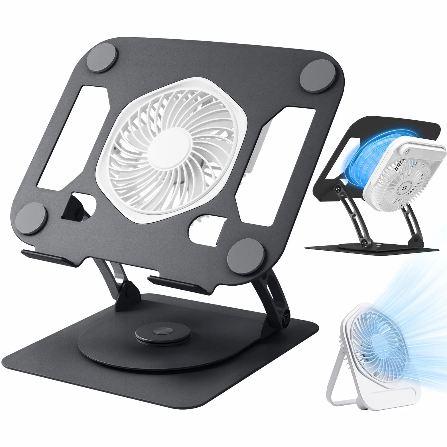 SHUWEI Soporte de refrigeración para portátil con ventilador de escritorio, color negro