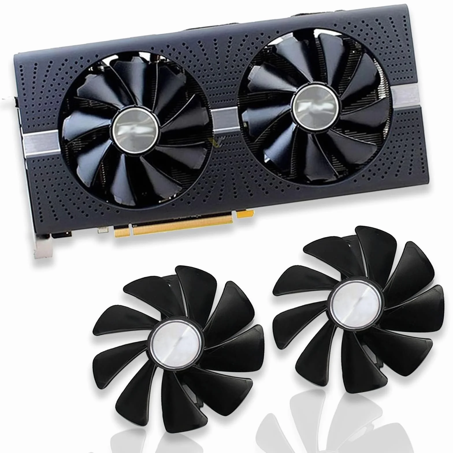 CF1015H12D/FDC10U12S9-C - Ventilador de tarjeta gráfica para Sapphire Nitro RX 580, RX 570 y RX 480 VGA (negro, paquete de 2)
