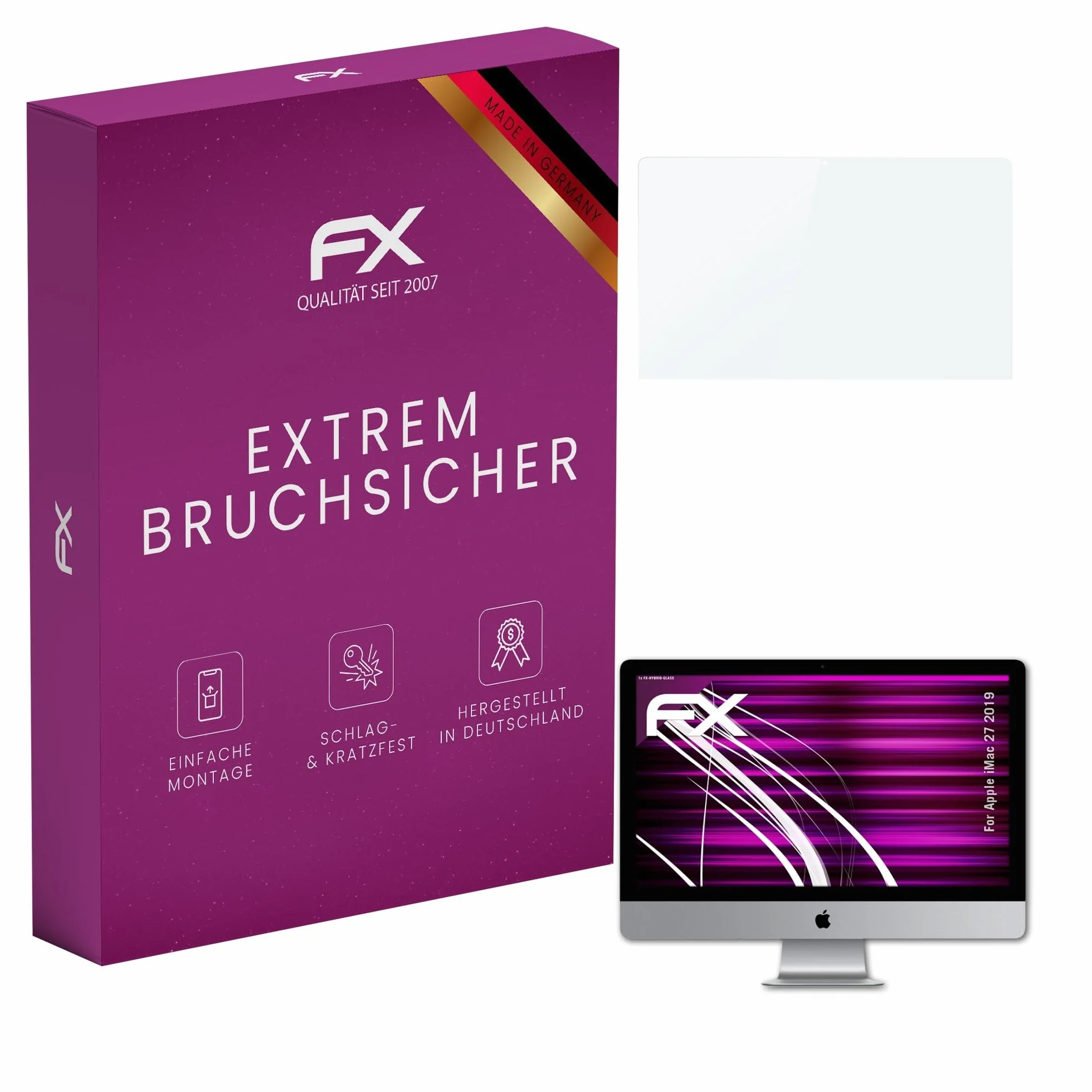 atFoliX Lámina Protectora de plástico Cristal compatible con Apple iMac 27 2019 Película Vidrio, 9H Hybrid-Glass FX Protector Pantalla Vidrio templado de plástico
