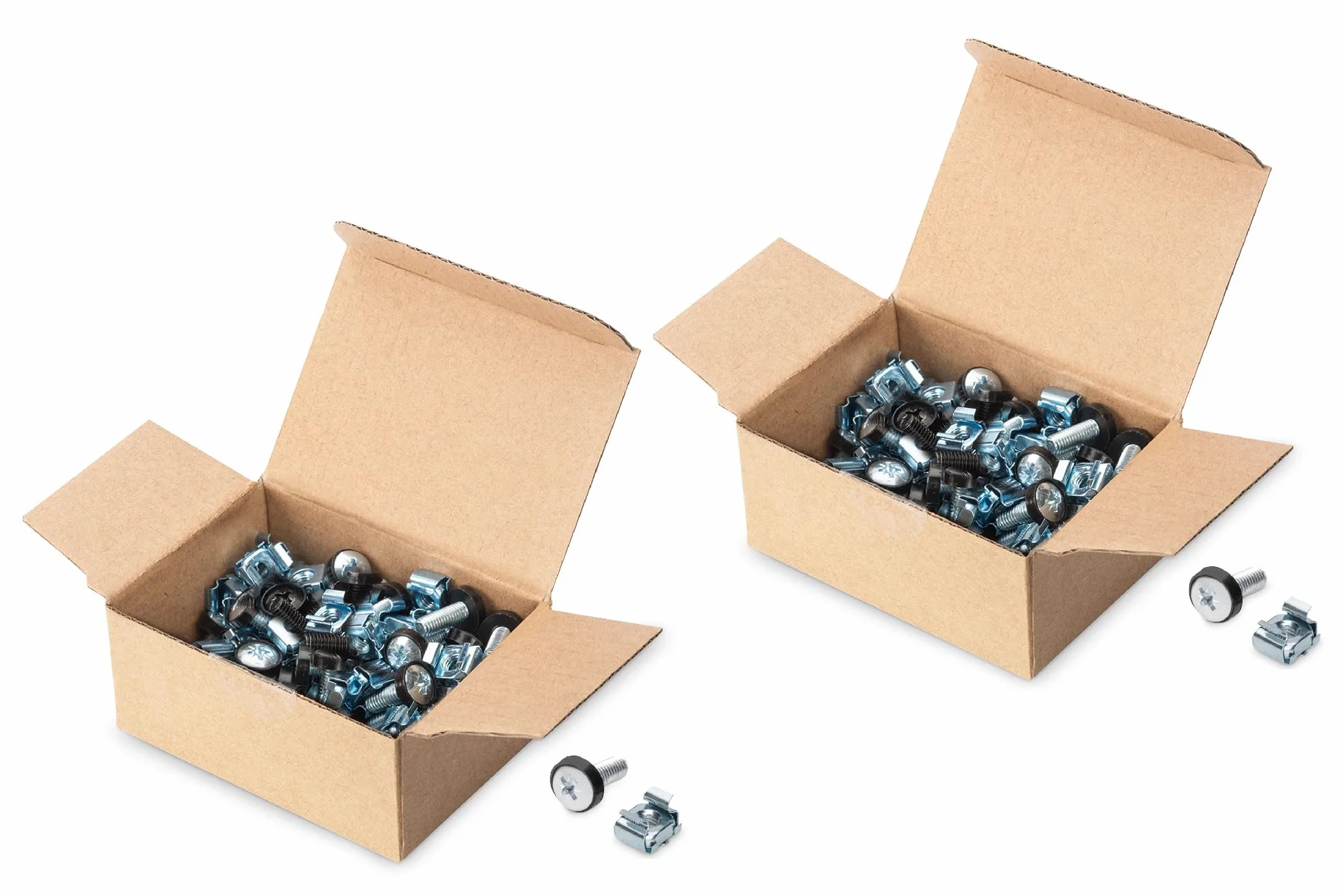 DIGITUS DN-19 Set-S - Tornillos M6 y Tuercas enjauladas - Juego de 100 Piezas - Tornillos de Montaje para Armario de Servidor, Rack AV, Armario de Red de 19" / 10 Pulgadas - Kit de Montaje - Plata