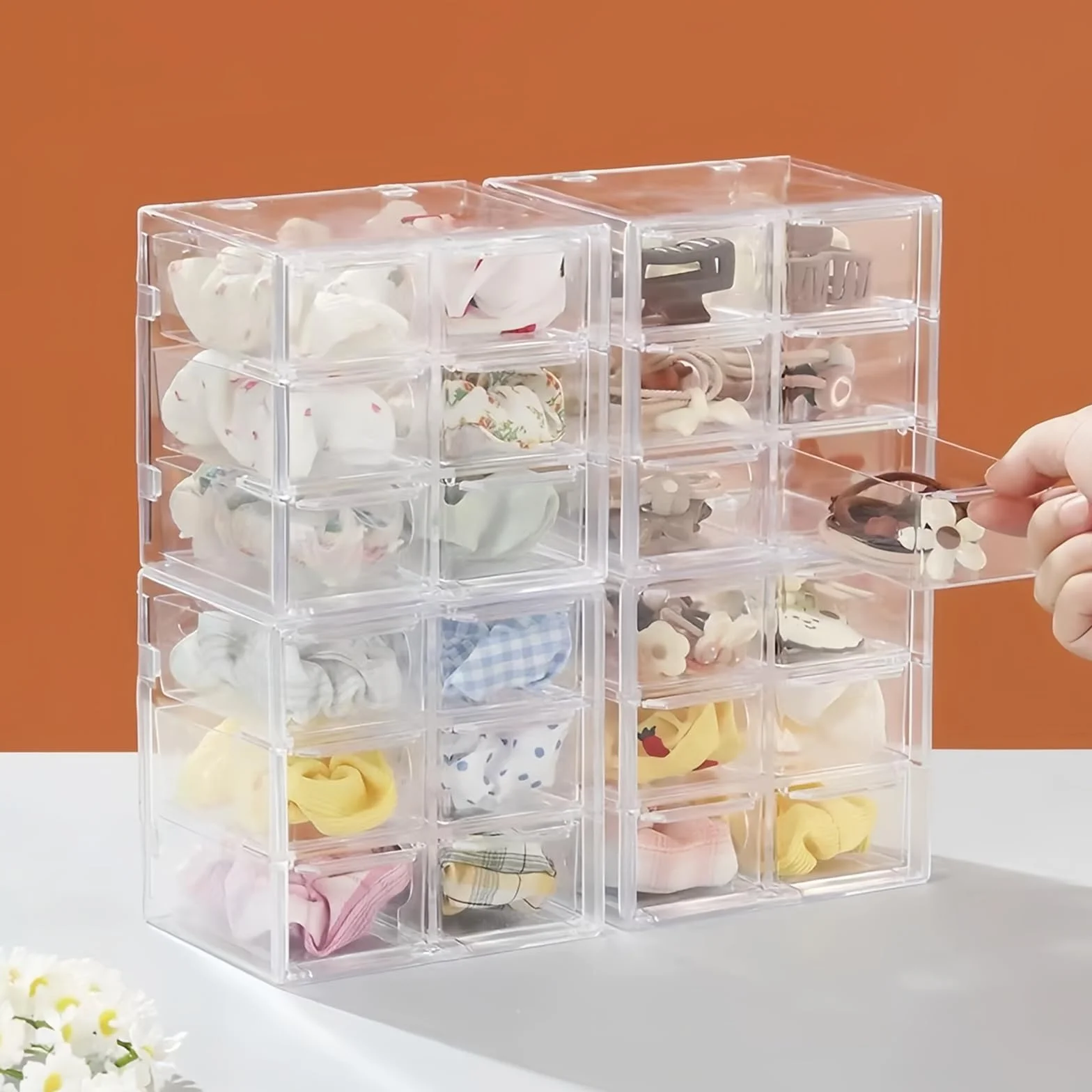 Cajoneras Plástico Almacenaje Escritorio 6 Cajones Transparente Extraíbles Organizador Cosméticos Joyería