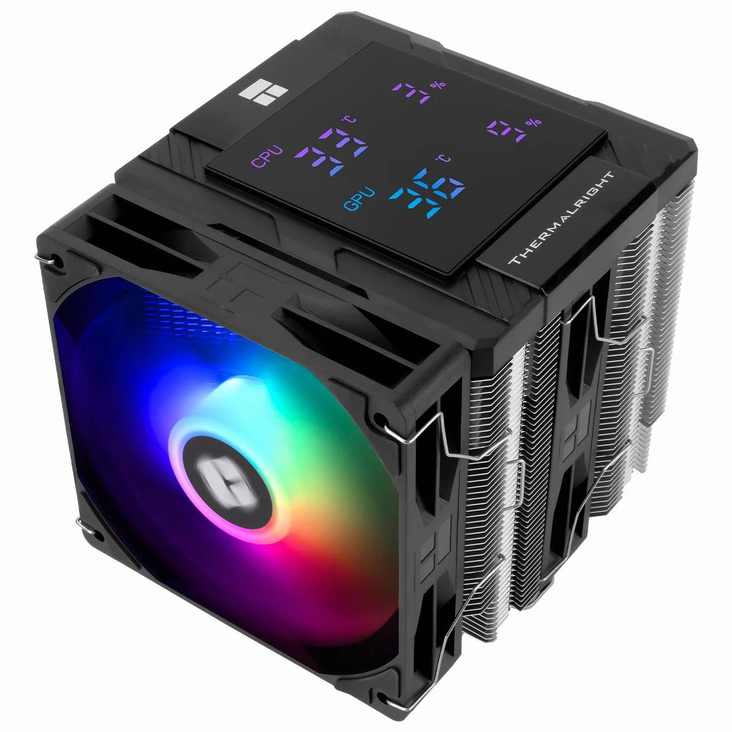 TR-Thermalright Peerless Assassin 120 Digital ARGB Negro Enfriador de CPU de Doble Torre con 6 Heatpipes, Placa de Visualización Digital Cubierta Superior, para AM5/AM4/lga1851/1700