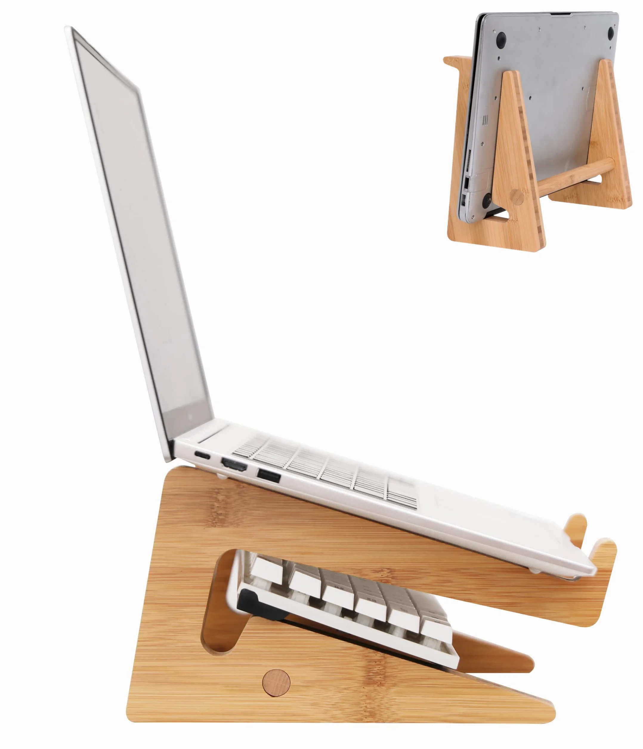 Nuvograin - Soporte Vertical de Madera para Laptop, Soporte de bambú para Laptop, Compatible con MacBook Air Pro/DELL XPS/Surface Pro/HP/Pixelbook/Lenovo, más portátiles de 13 a 17.7 Pulgadas