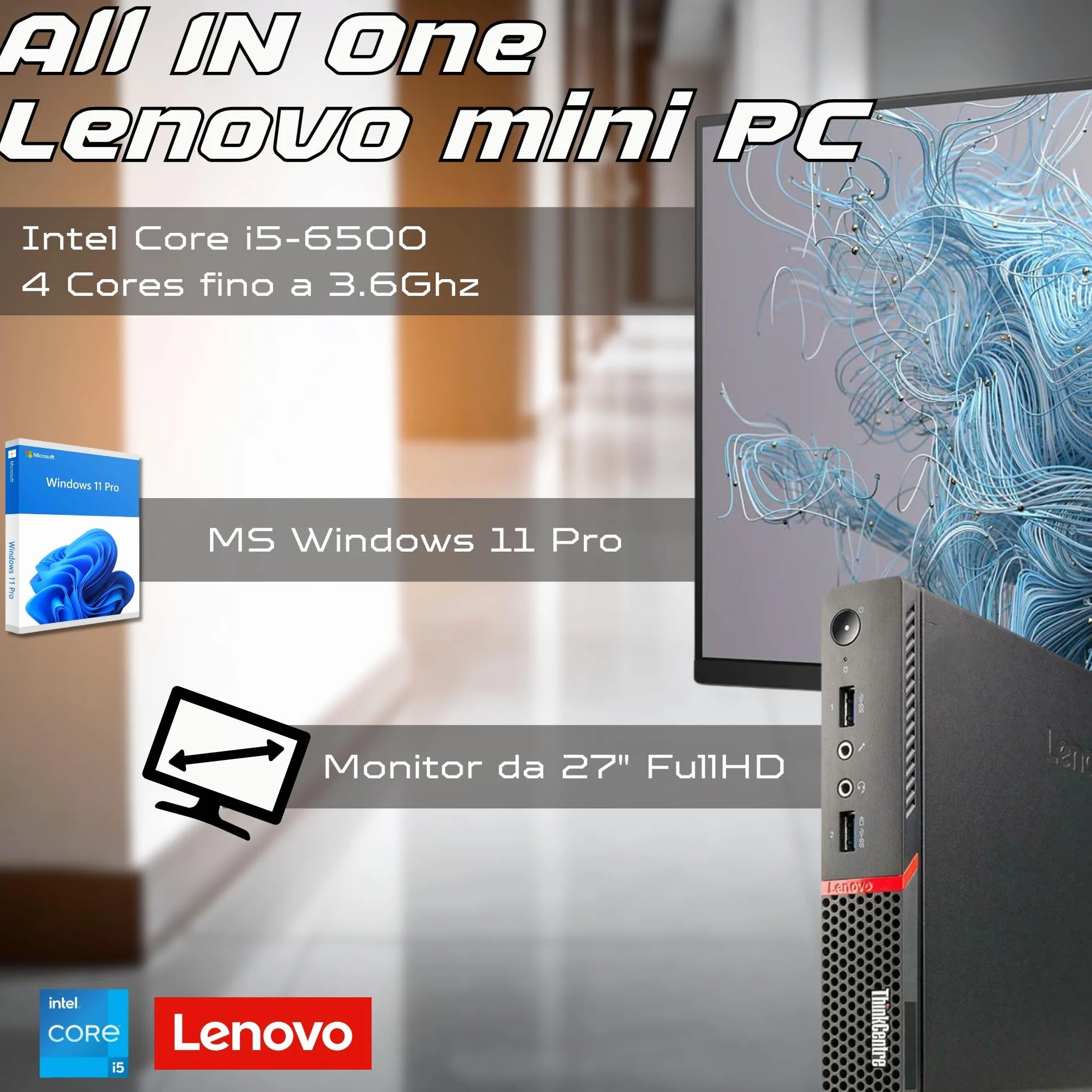 Estación de trabajo completa con monitor de 27 pulgadas Full HD Intel Core i5 hasta 3,10 GHz 16 GB RAM DDR4, SSD 256 GB, Windows 11 Pro, estación de acoplamiento 10 en 1, solución ideal para oficina