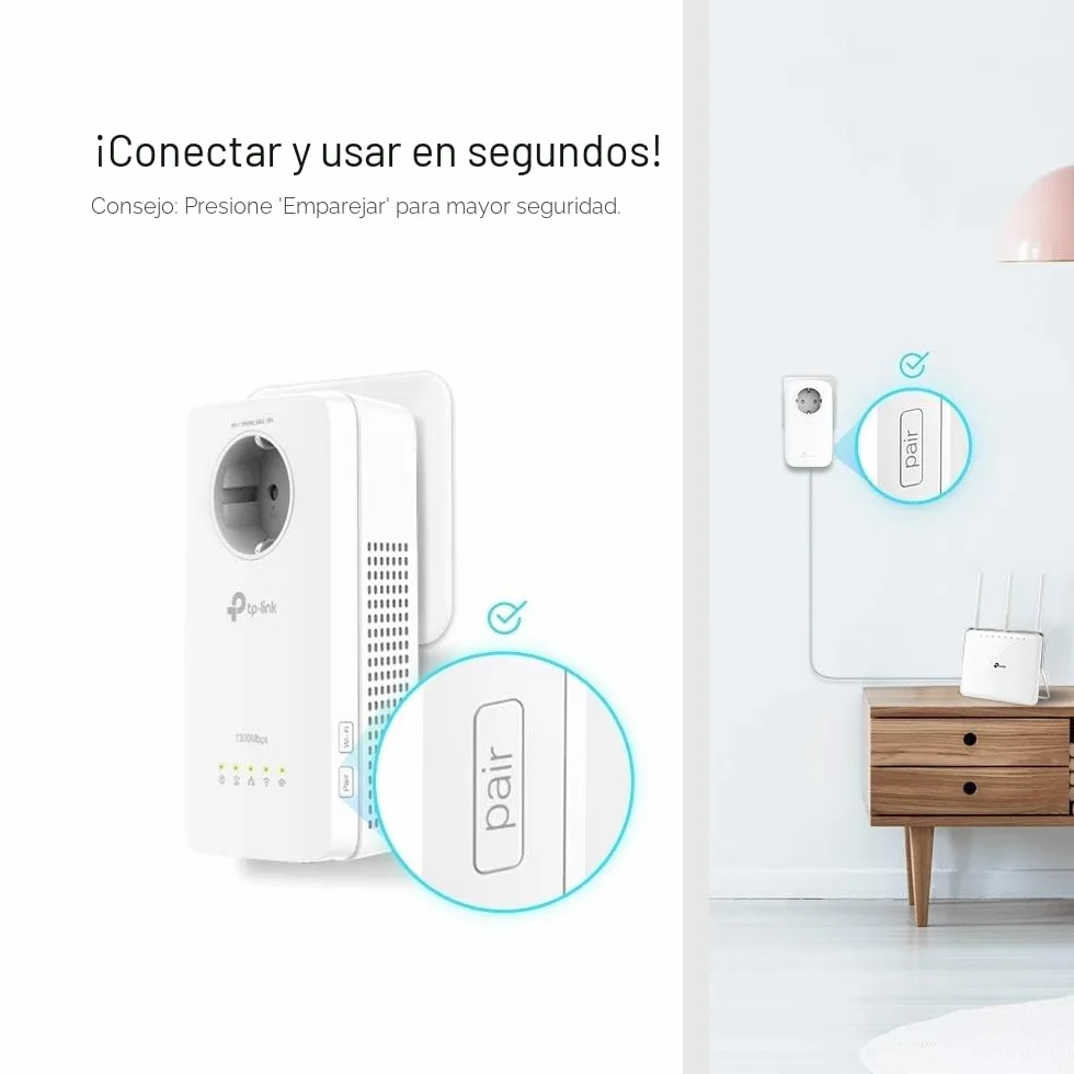 TP-Link TL-WPA8631P Kit Repetidor WiFi PLC Powerline AC1200 2.4GHz/5GHz 3 Puertos Gigabit Negro