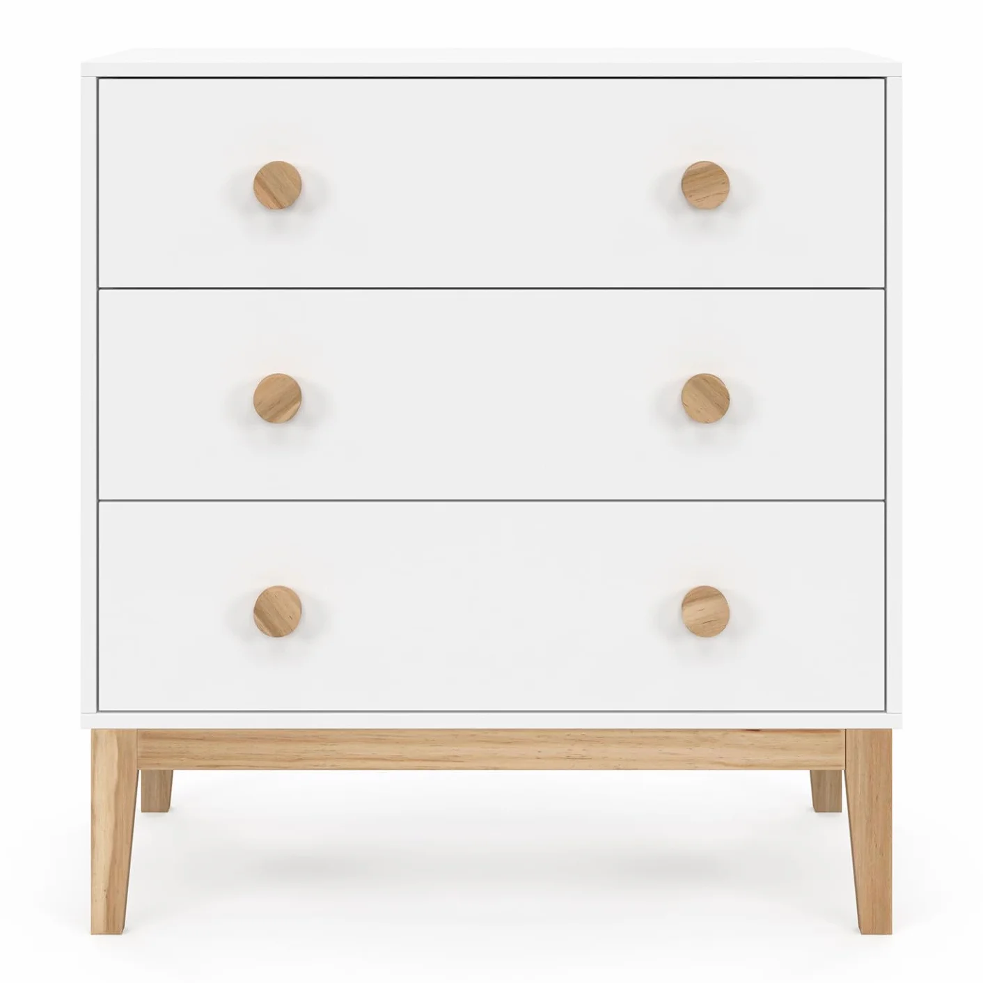 Cajonera Jacob 80 cm blanca y madera con 3 cajones