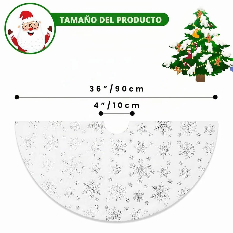 Falda de árbol de Navidad 90 cm alfombra copo de nieve plata