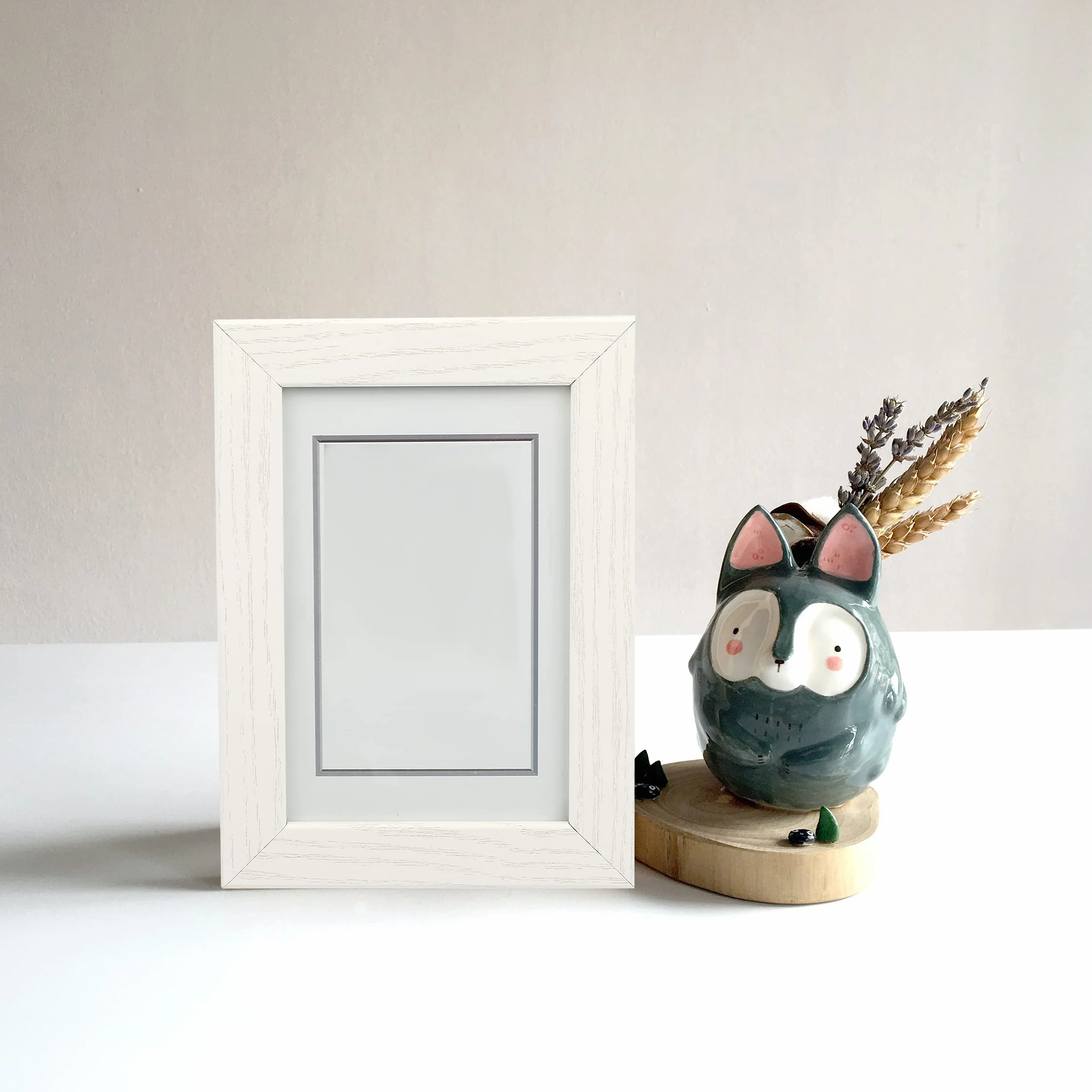 H HANSEL HOME Marco de Fotos 15 x 20 cm Blanco Madera Cristal Decoracion