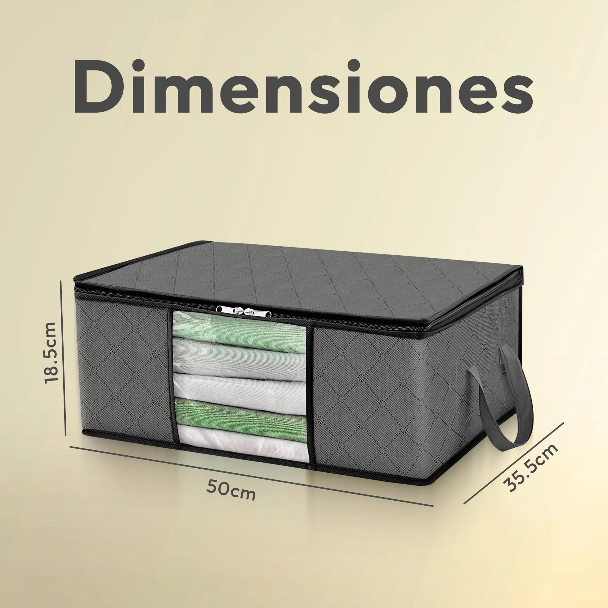 JUPPLIES Cajas Almacenaje Ropa 35L 35,5x50x18,5cm Bolsas con Ventana Transparente Cremallera Bidireccional Asas Reforzadas Pack 6