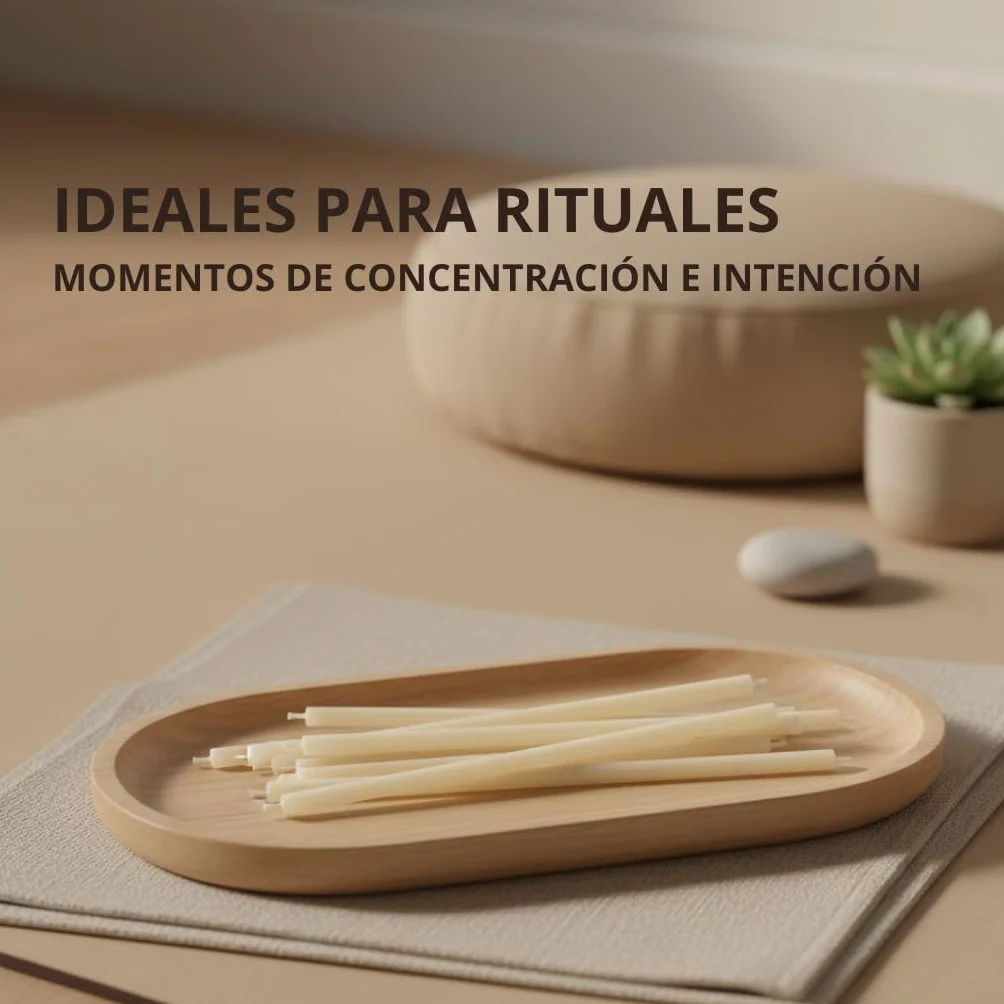 Velas Finas Blancas de Cera de Abeja Natural 16 cm x 0,5 cm CanBee Sin Humo 40 Min