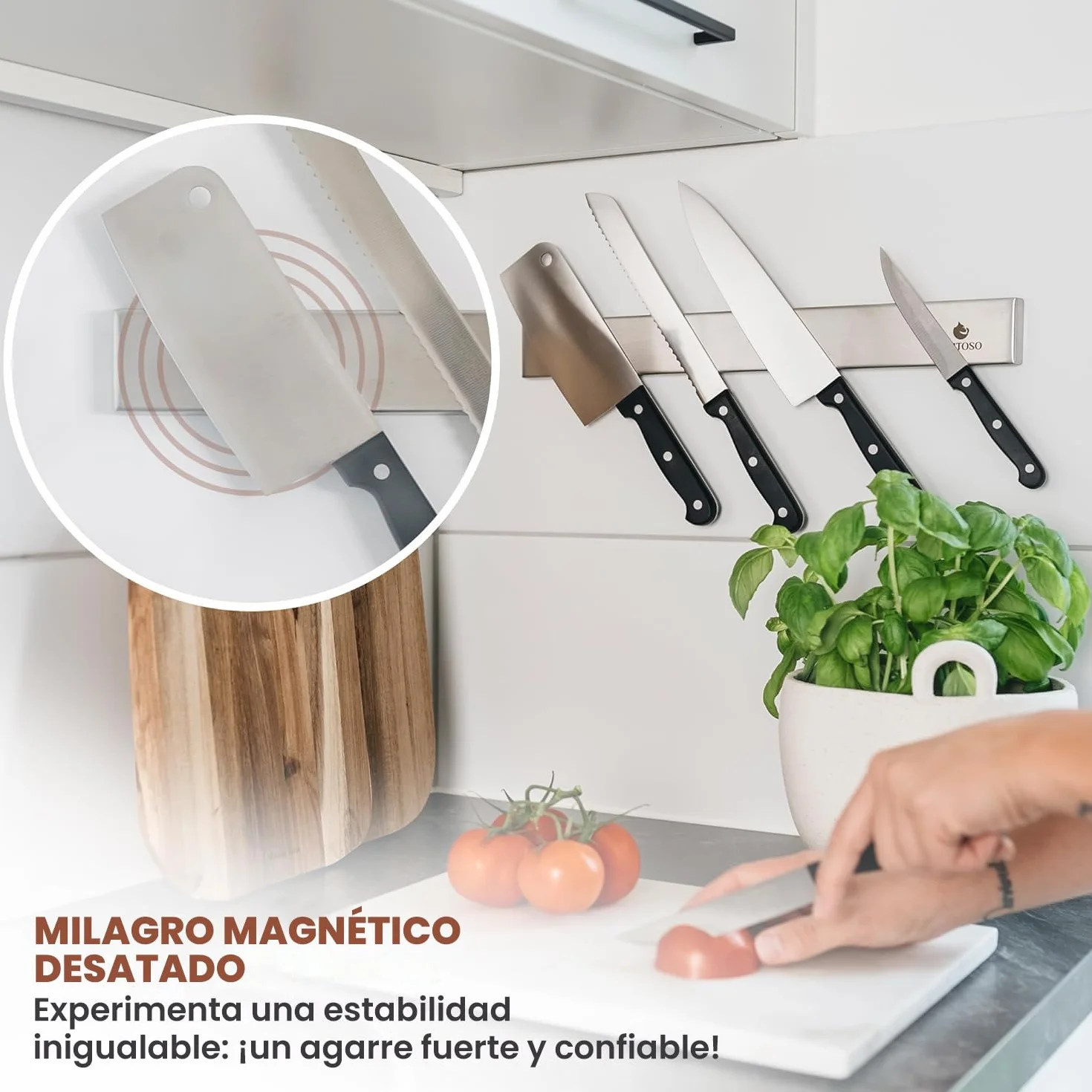 EXITOSO Barra Magnética para Cuchillos de Cocina Acero Inoxidable Adhesiva sin Perforación