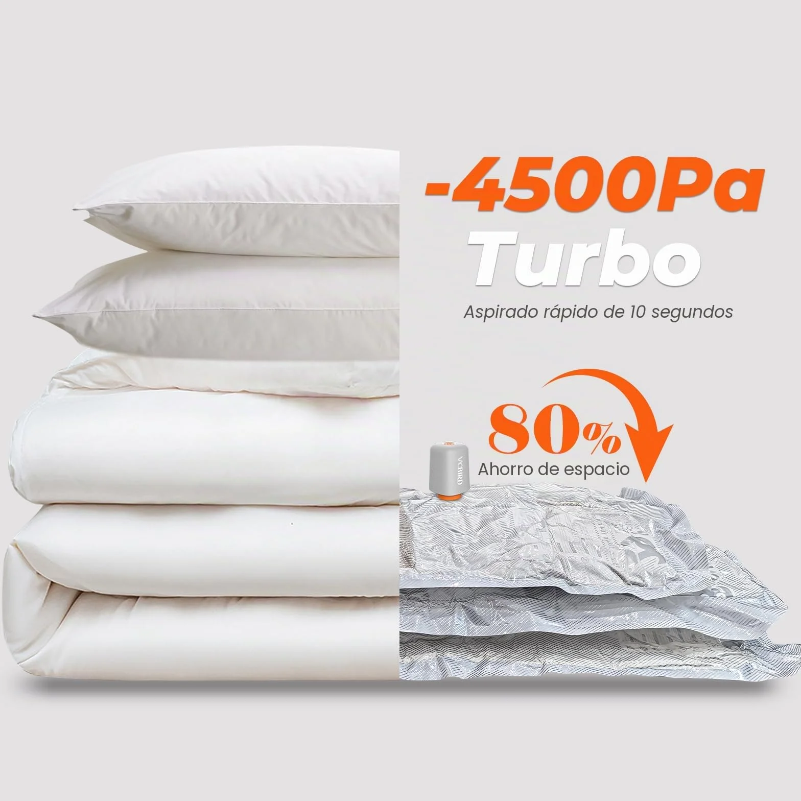 Vacbird Bomba de vacío eléctrica inalámbrica 4500 Pa portátil para comprimir ropa