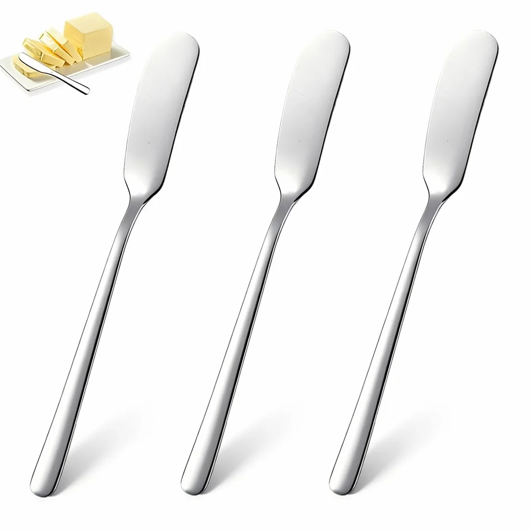 3 Piezas Cuchillo de Mantequilla de Acero Inoxidable, Cuchillo para Untar Mantequilla, Espátula para Mantequilla, Para Cocina, Panadería y Mesa